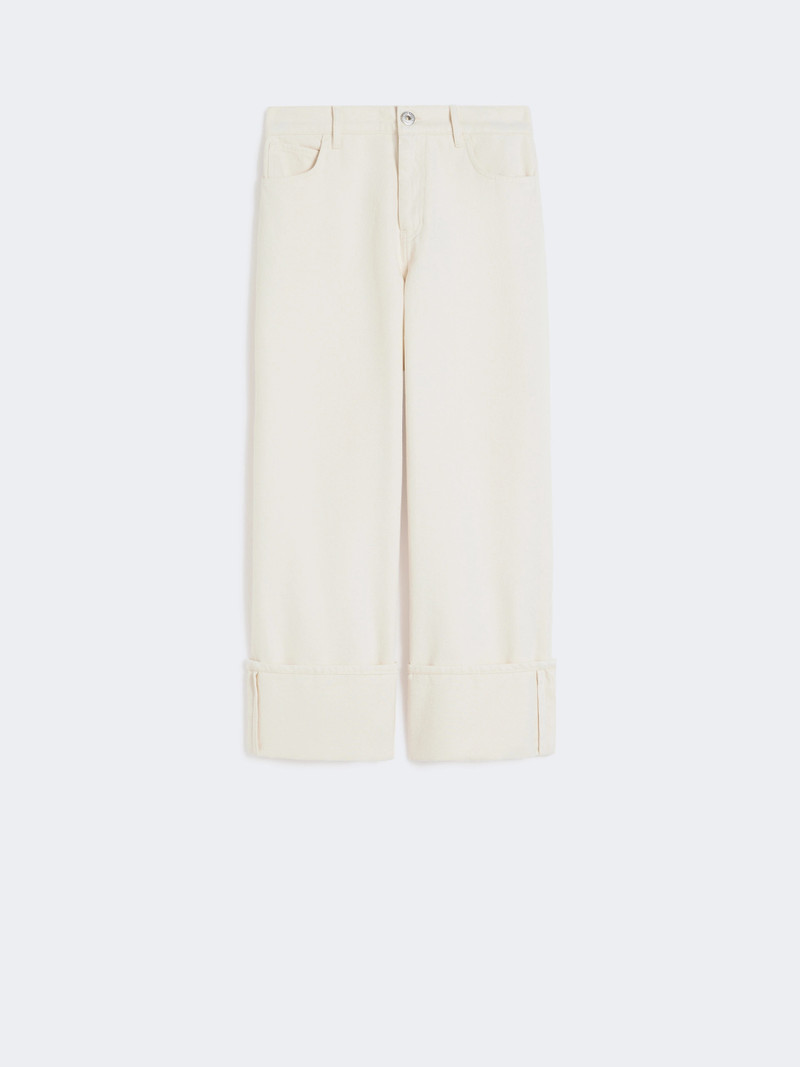 GESTO Cotton bull trousers with turn-ups - ECRU 1