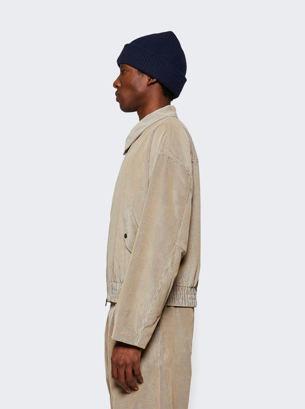Wale Cord Jacket Silver And Camel - 3