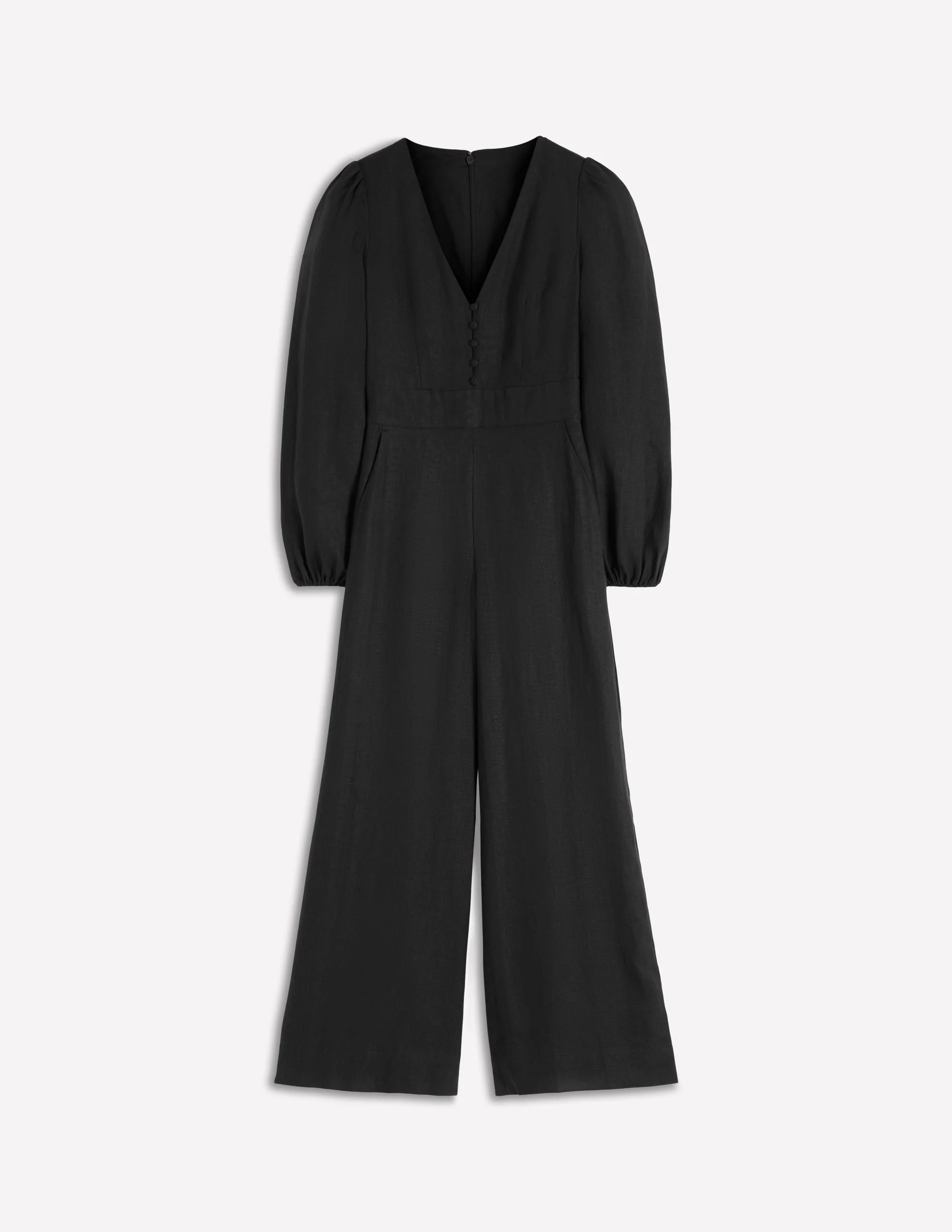 Lola Linen Jumpsuit-Black - 1