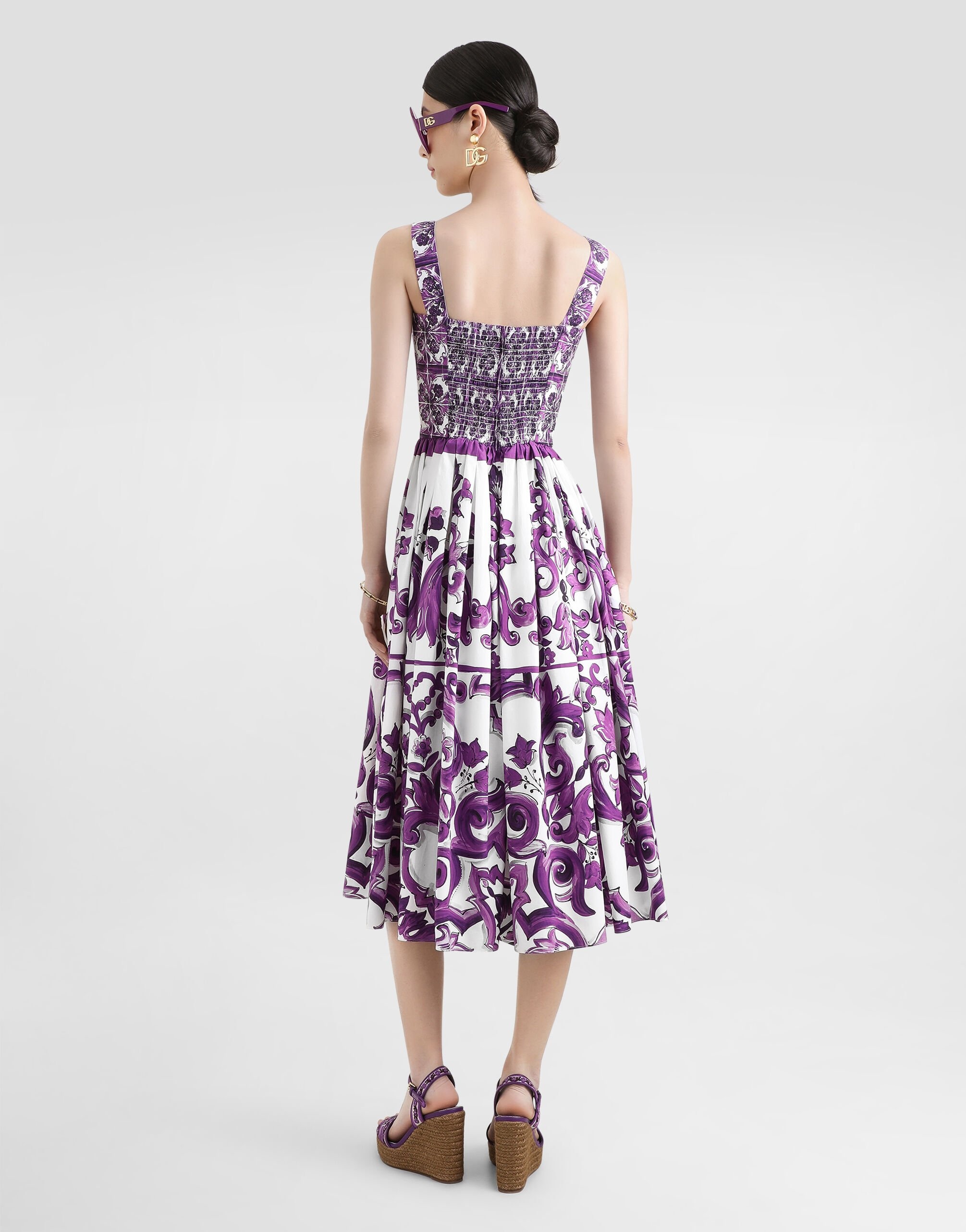 Majolica-print poplin dress - 3