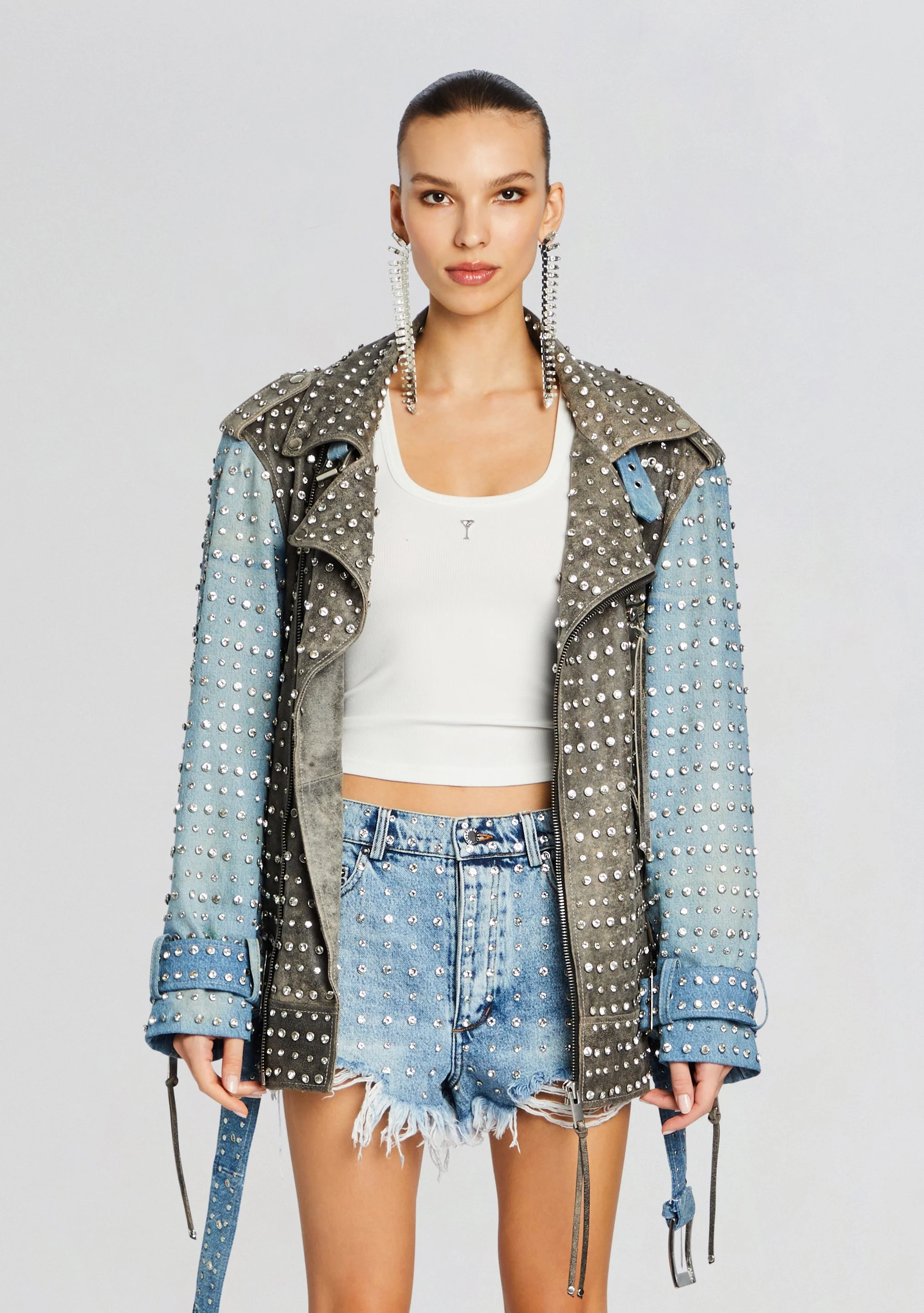 REBEL EMBELLISHED LEATHER JACKET - 1