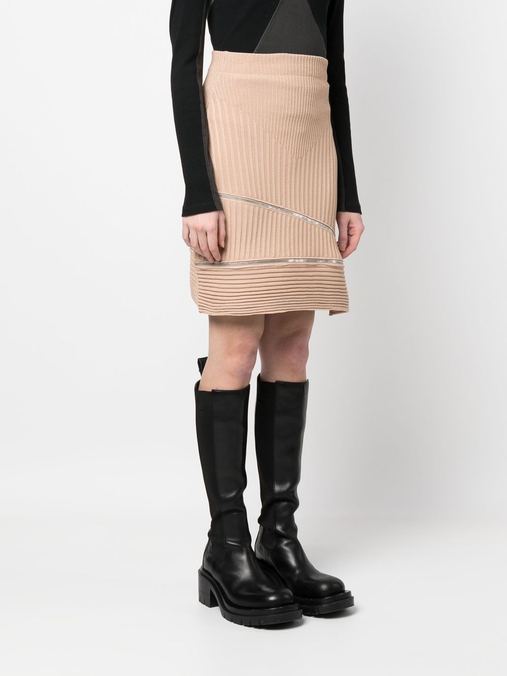 ribbed zip-detail skirt - 3