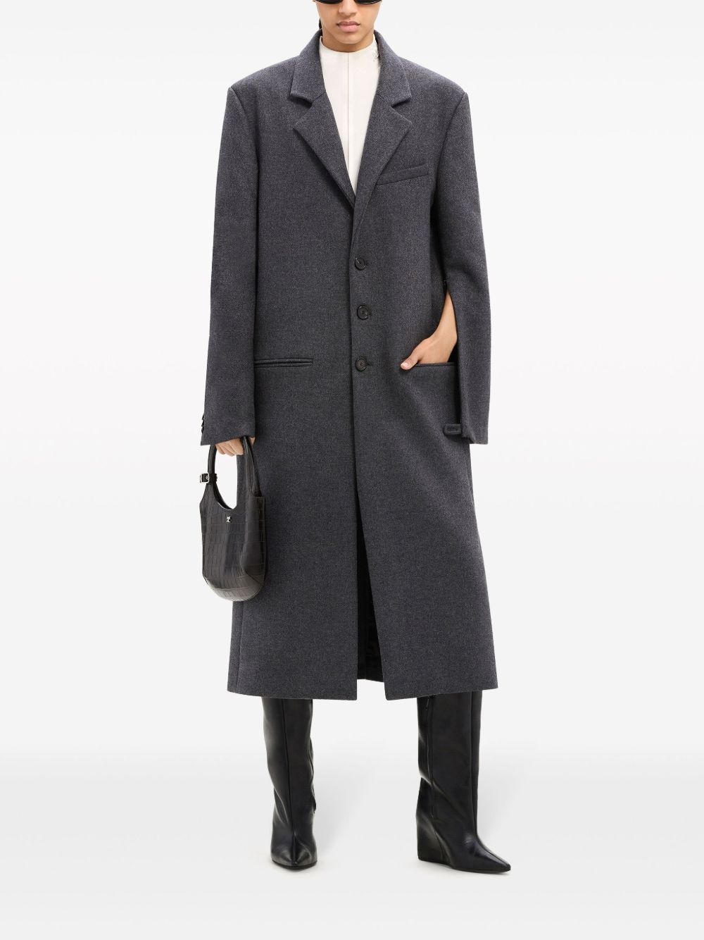 notched-lapels single-breasted coat - 3