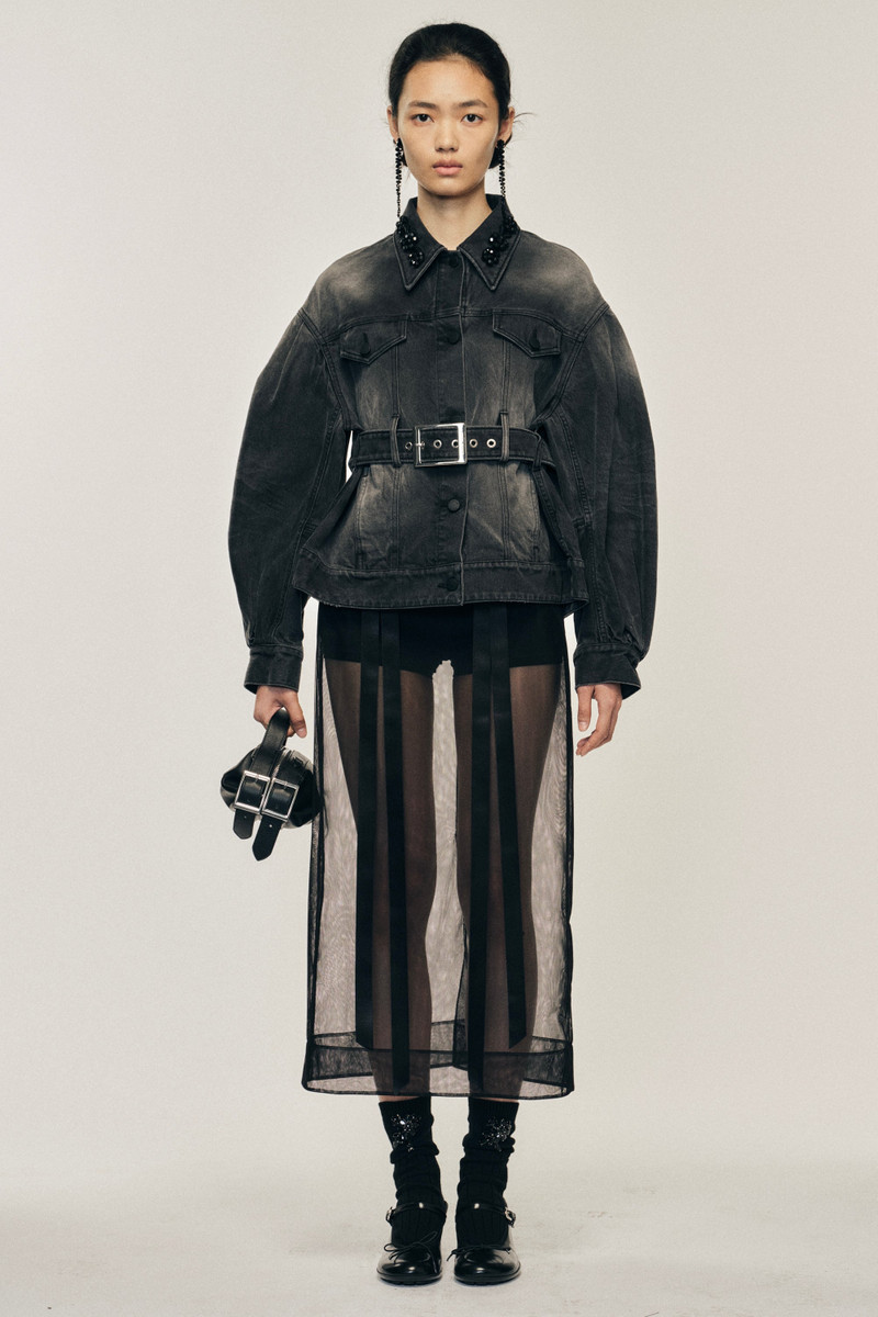 Sheer Bow Ribbon Pencil Skirt 1