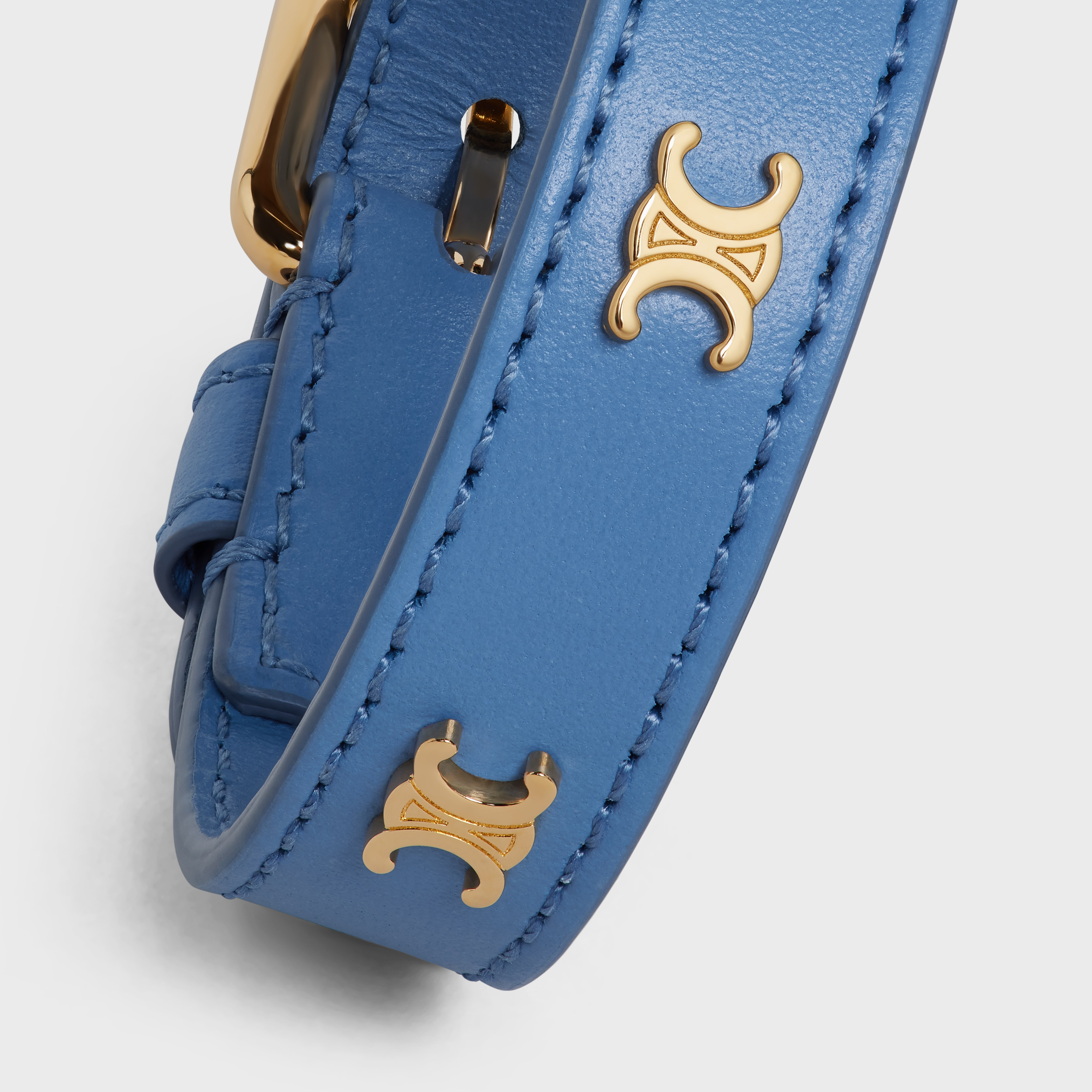 Triomphe Multi Leather Bracelet in Brass with Gold Finish and Smooth Calfskin - 4