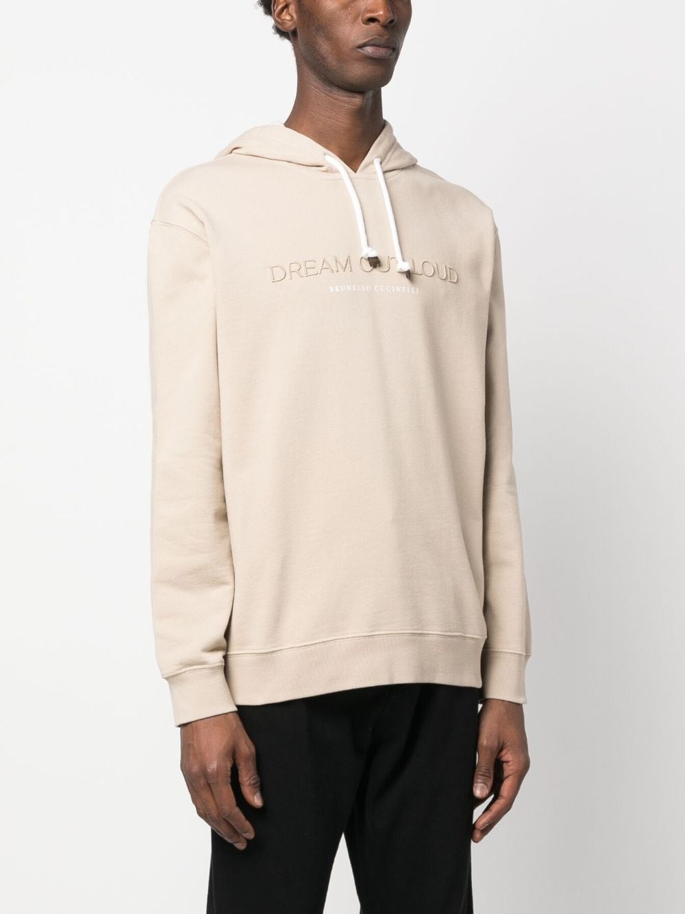 embroidered-slogan cotton hoodie - 3