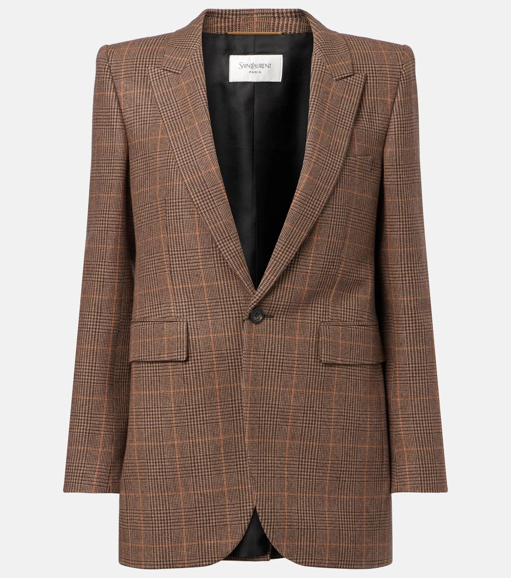 Checked wool and cashmere blazer - 1