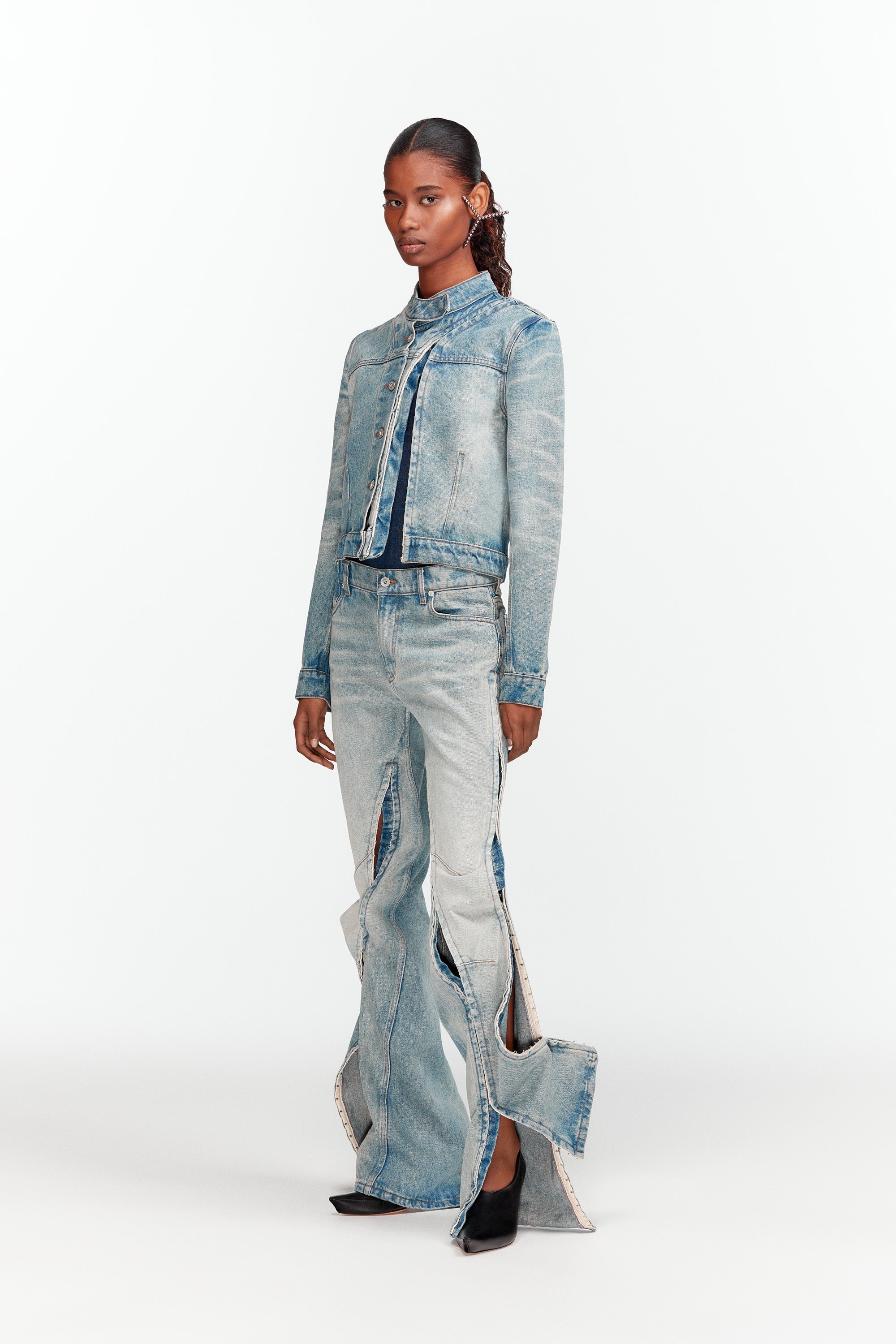 Hook and Eye Denim Moto Jacket - 5