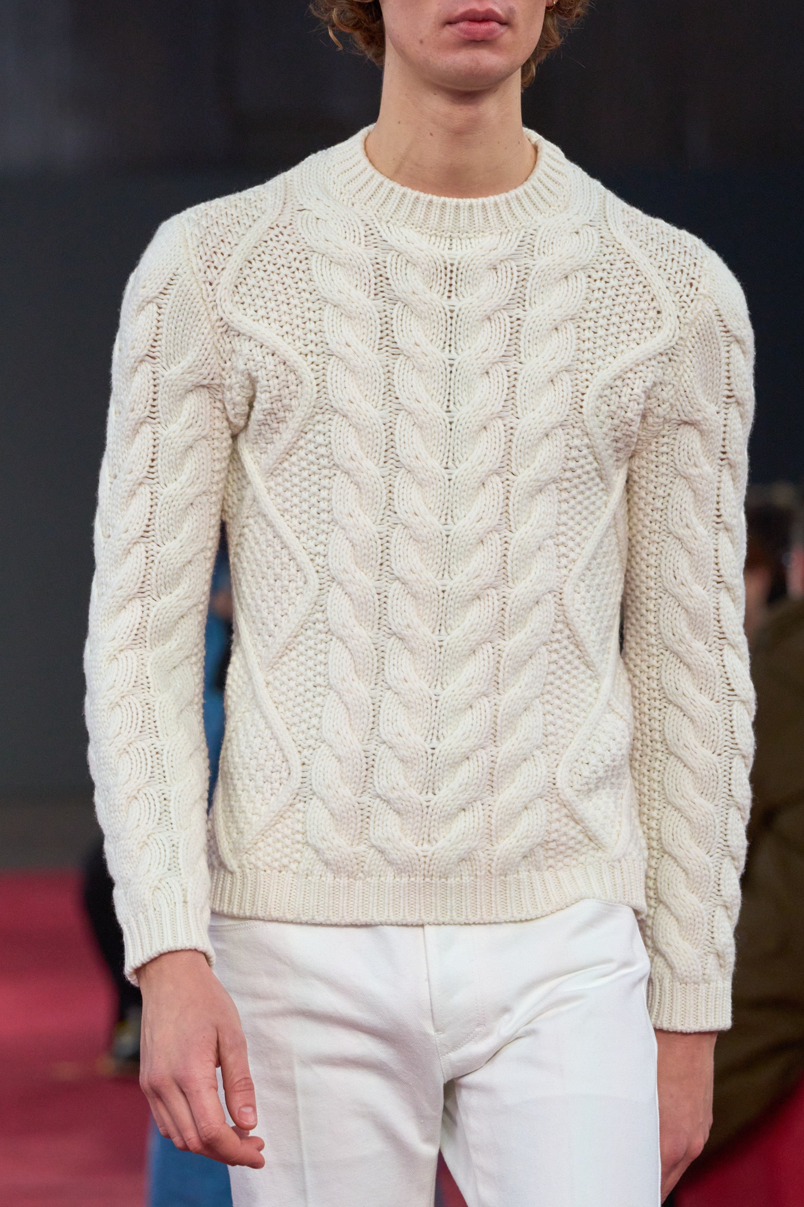 Geoffrey Knit Sweater in Ivory Cashmere - 5