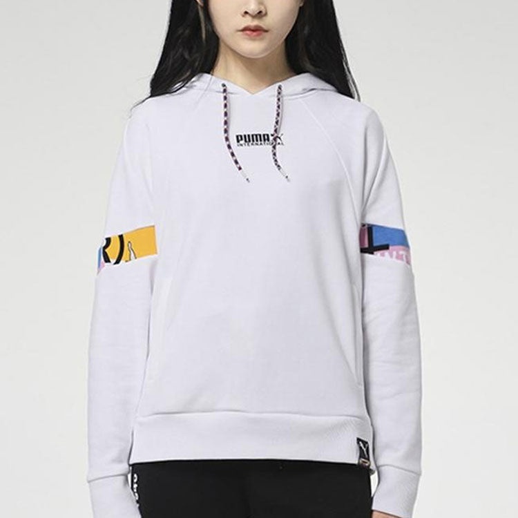 (WMNS) PUMA International Hoodie 'White Black' 531351-02 - 3