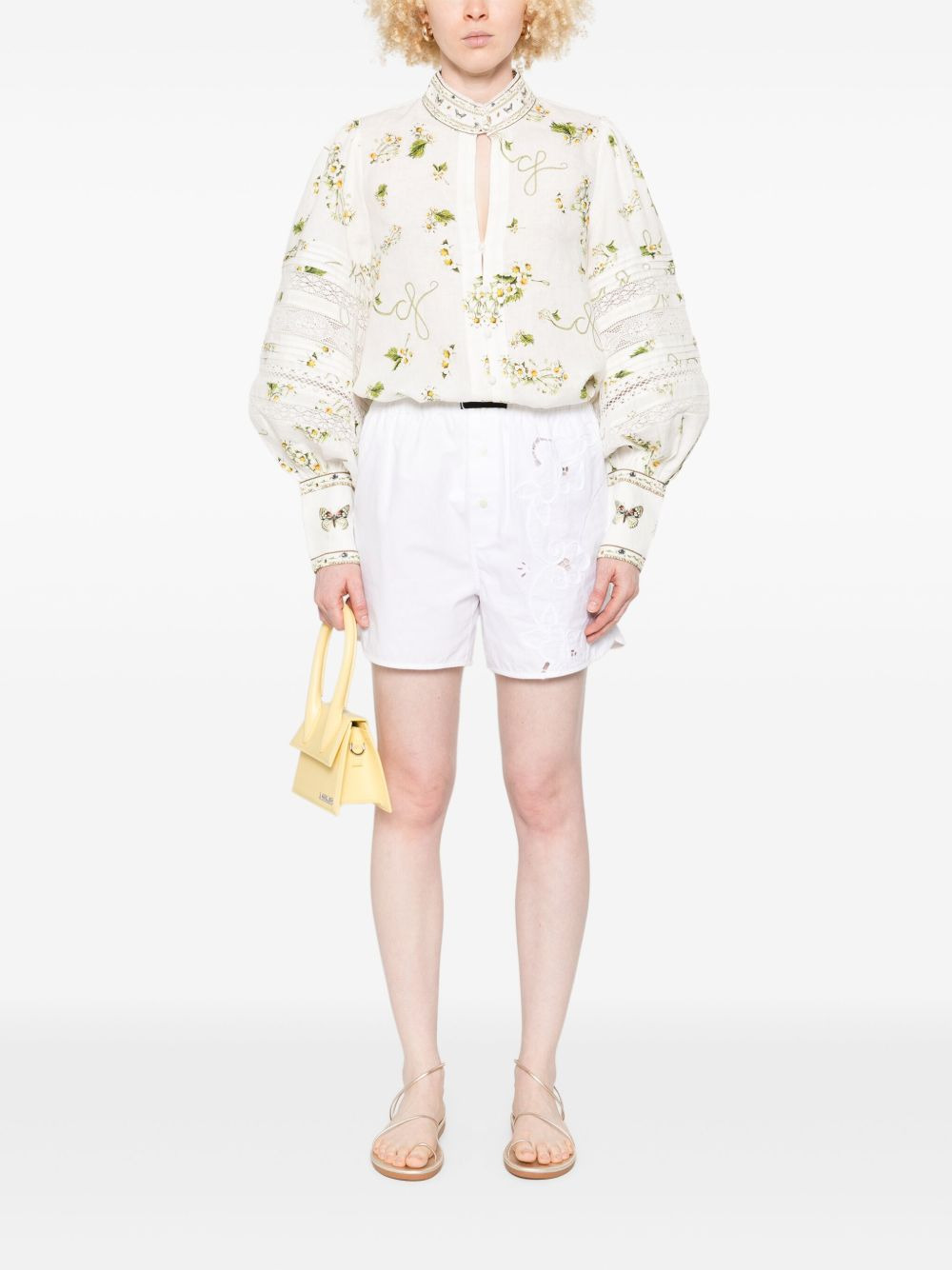 floral-print linen shirt - 2