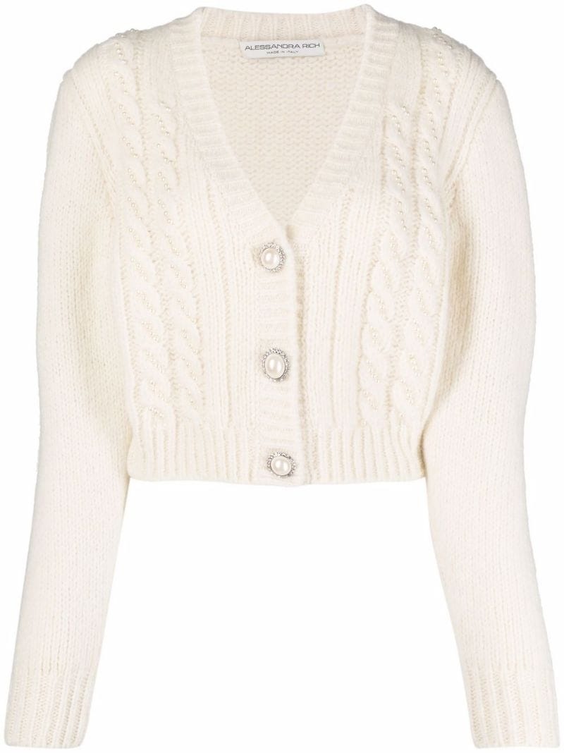cropped V-neck cardigan - 1