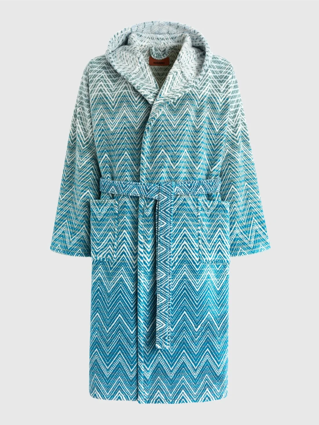 Stone Hooded Bathrobe in cotton terry with zebra pattern - 1