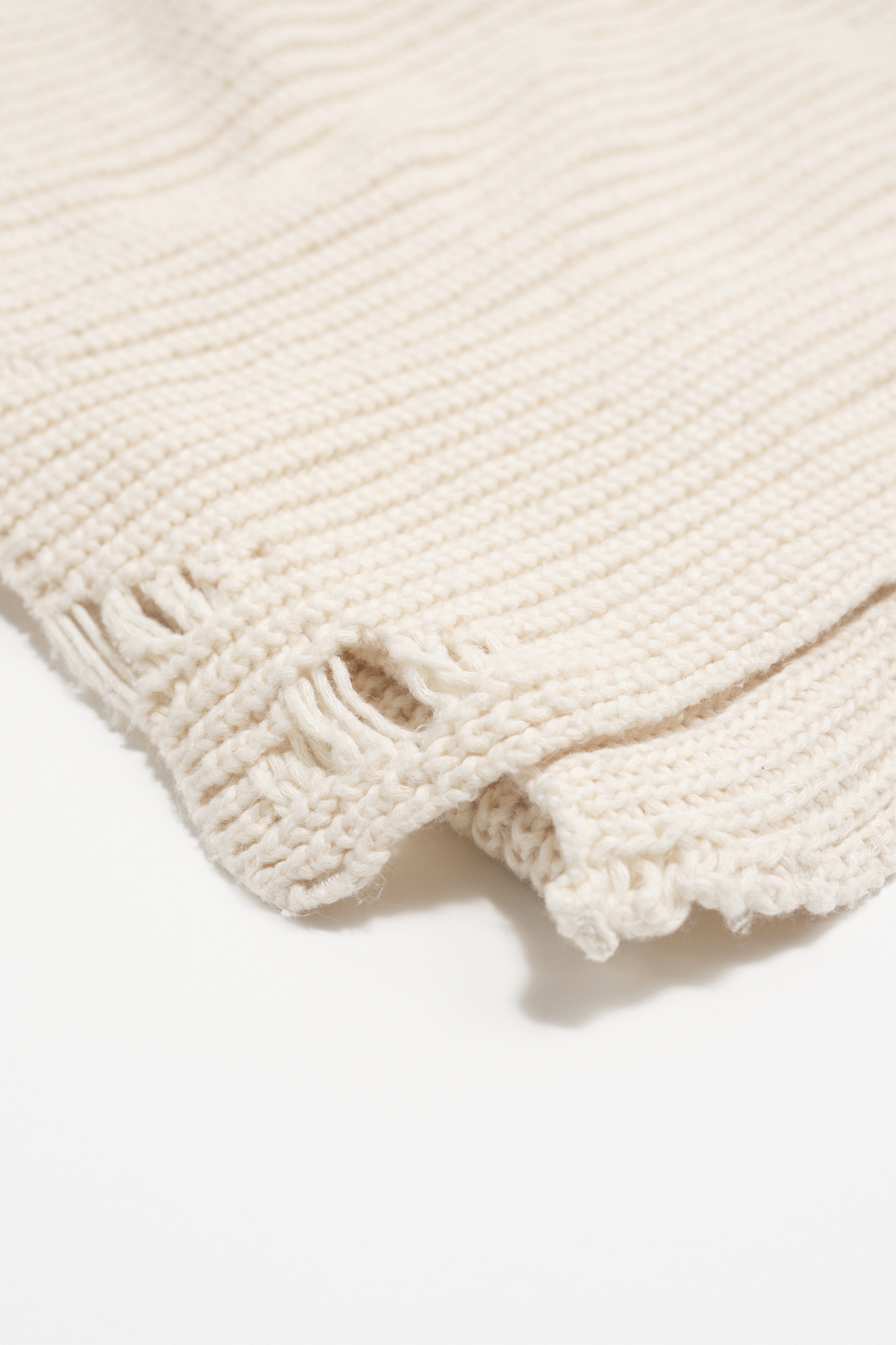 Grand Knitted Scarf Natural Tousled Cotton - 2