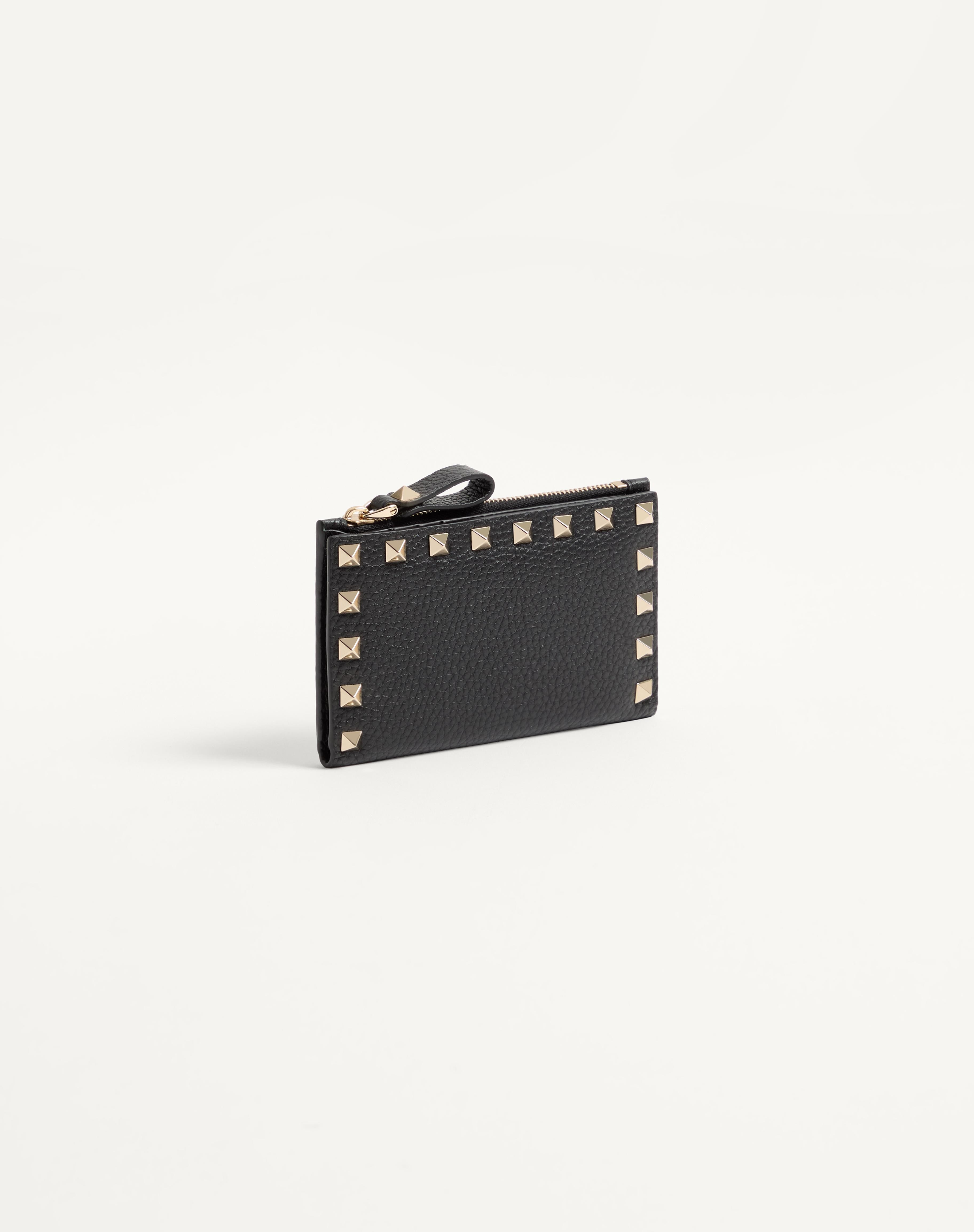 ROCKSTUD GRAINY CALFSKIN CARDHOLDER WITH ZIPPER - 4