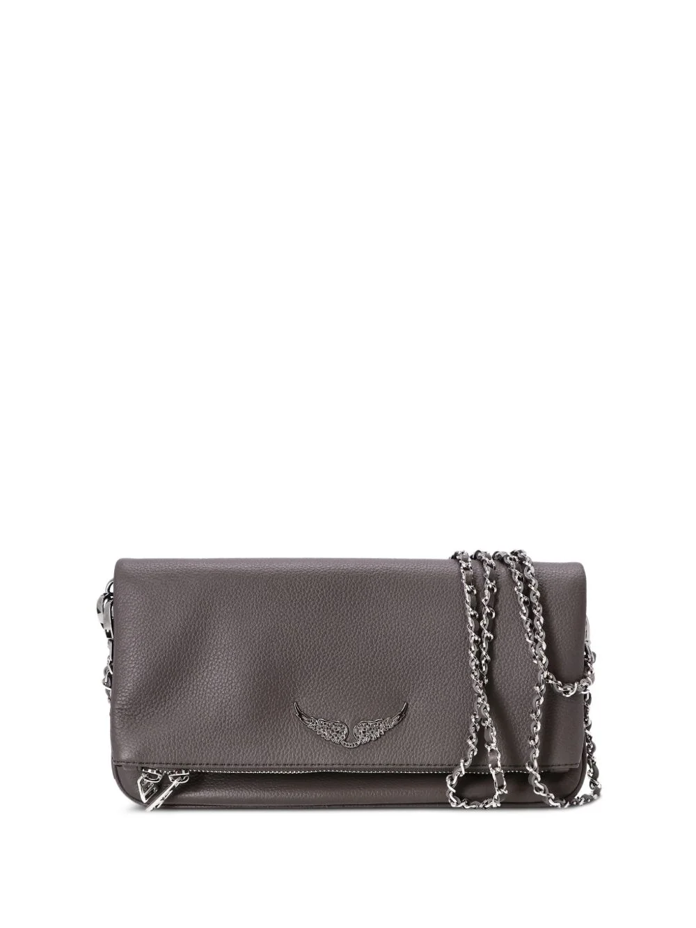 logo-plaque leather clutch bag - 1