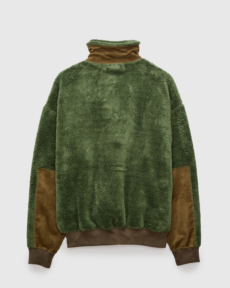 REMI RELIEF Shaggy Fleece Zip Jacket in Khaki outlook