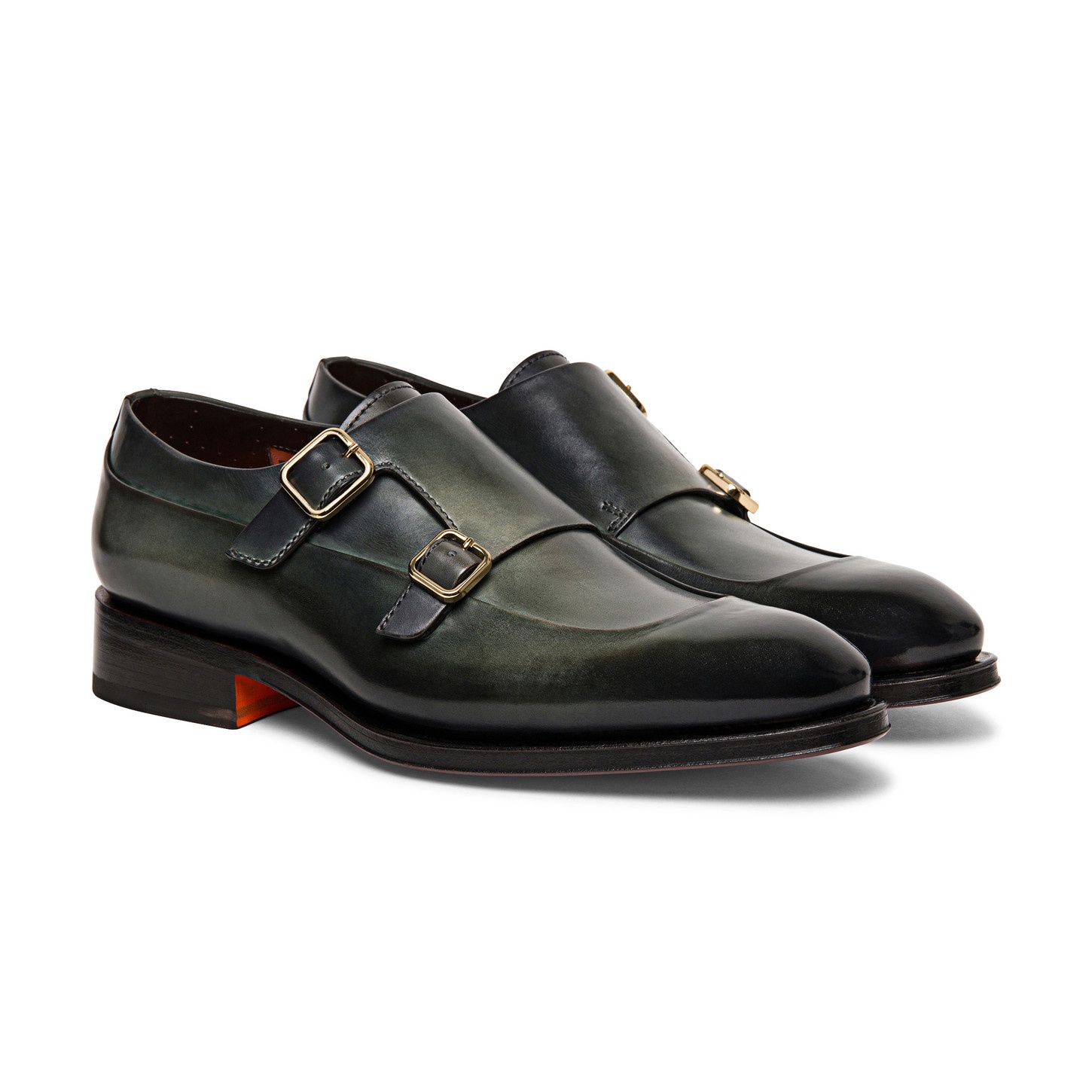 Men’s green leather double-buckle shoe - 2