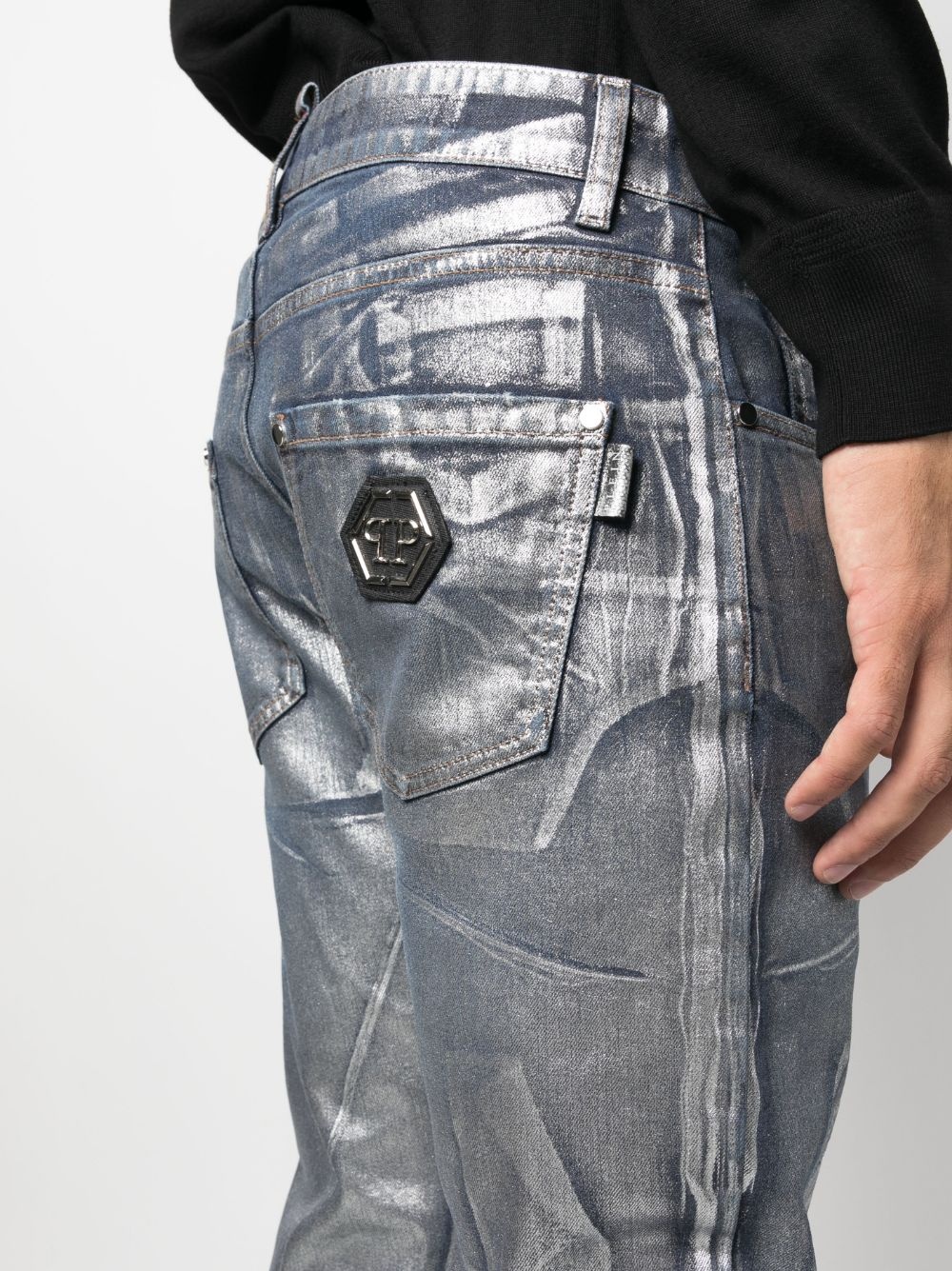 metallic-effect straight-leg jeans - 5