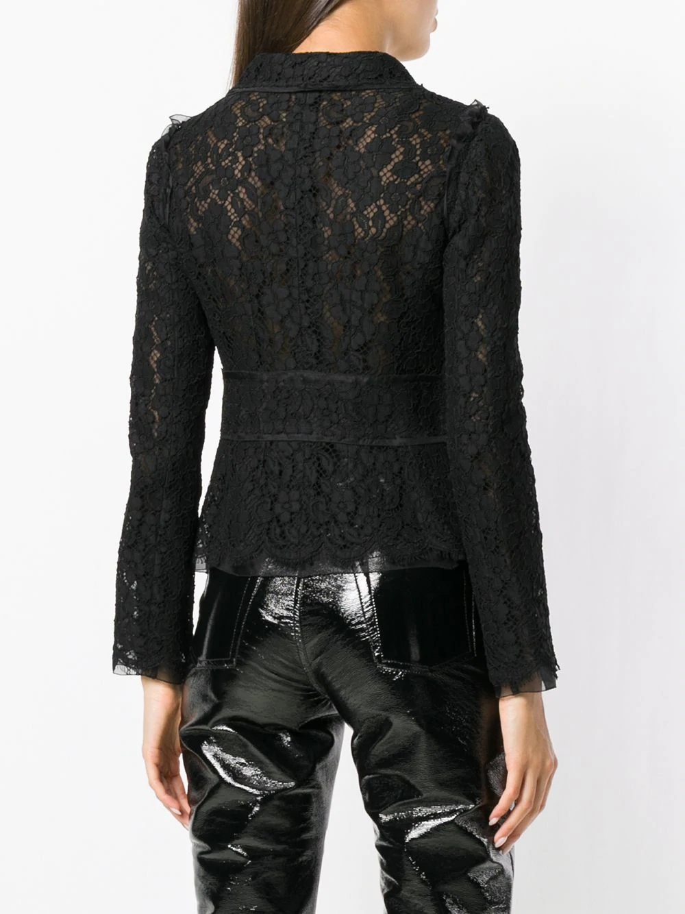 lace embroidered fitted jacket - 4