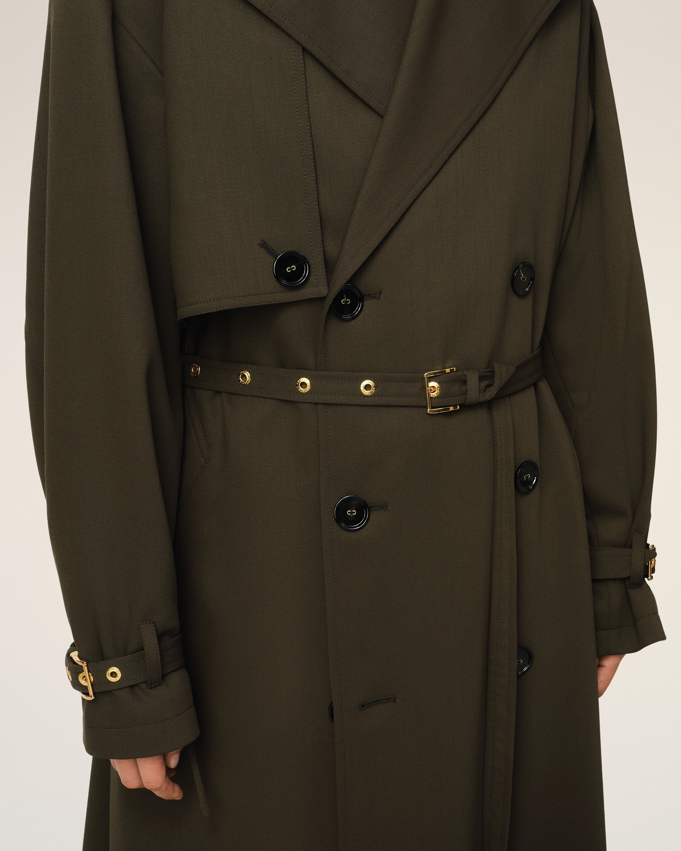 GREEN WOOL TRENCH COAT - 4