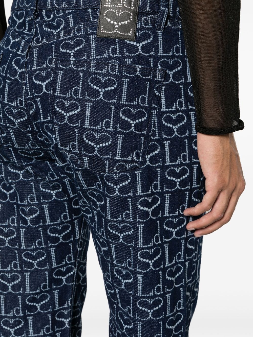 monogram-print straight-leg trousers - 6
