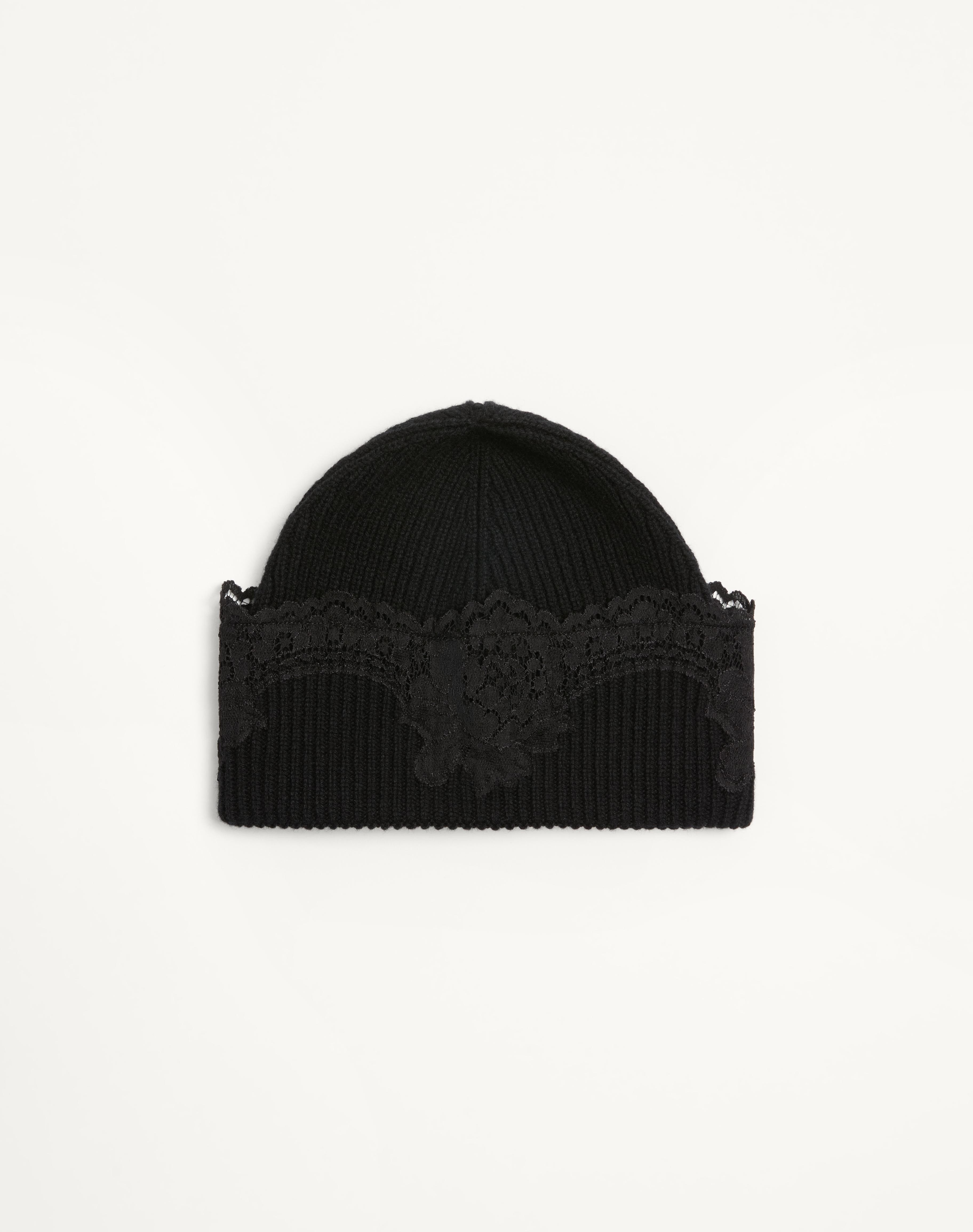 VLOGO SIGNATURE CASHMERE AND LACE BEANIE - 1