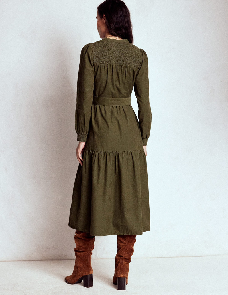 Cecily Cord Midi Dress-Woodland Green 4