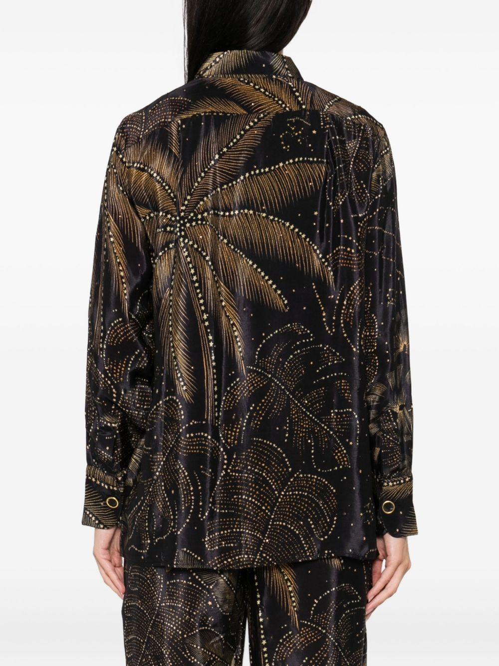 palm-print button-up shirt - 4