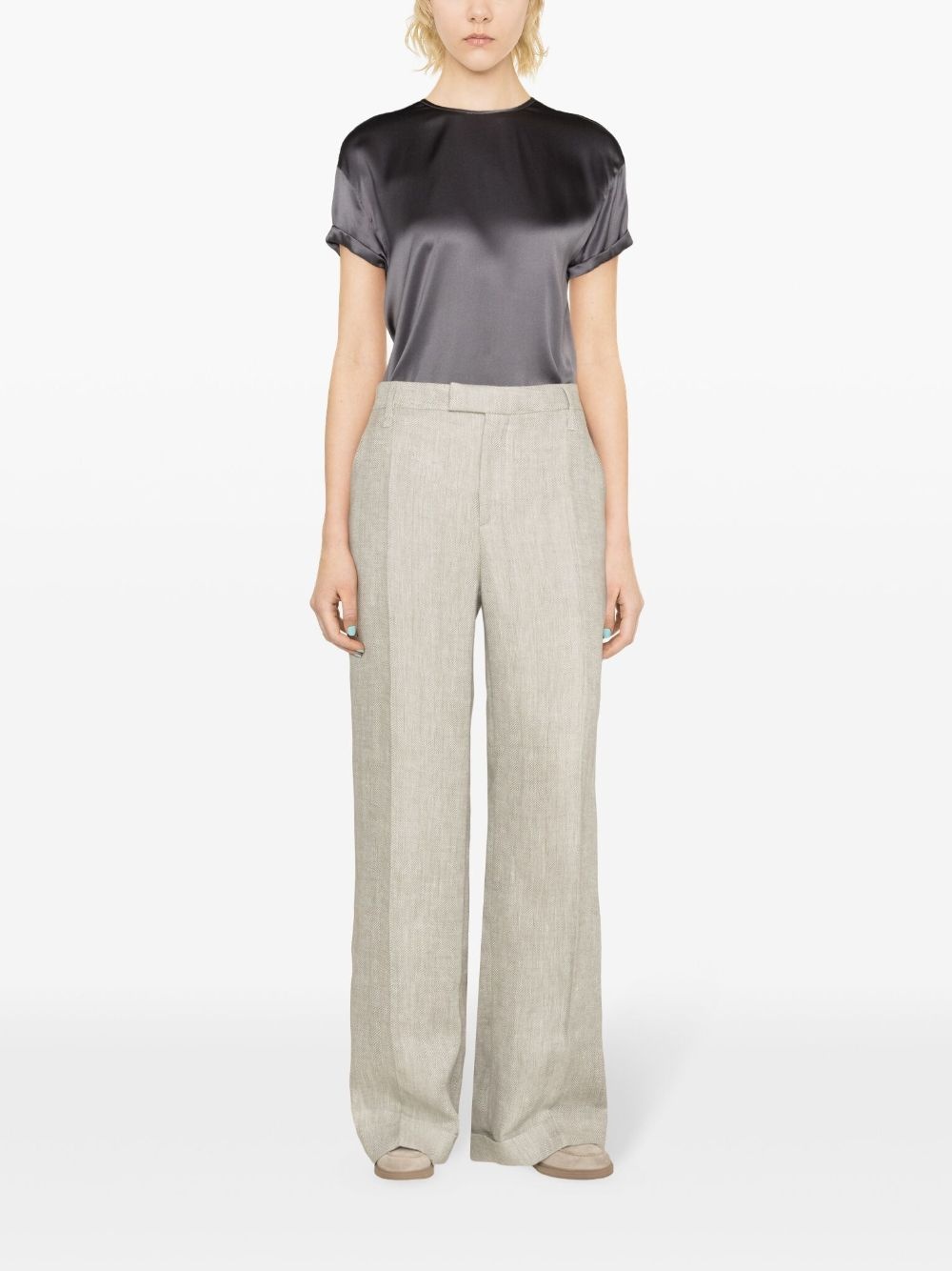 high-waist tailored linen trousers - 2