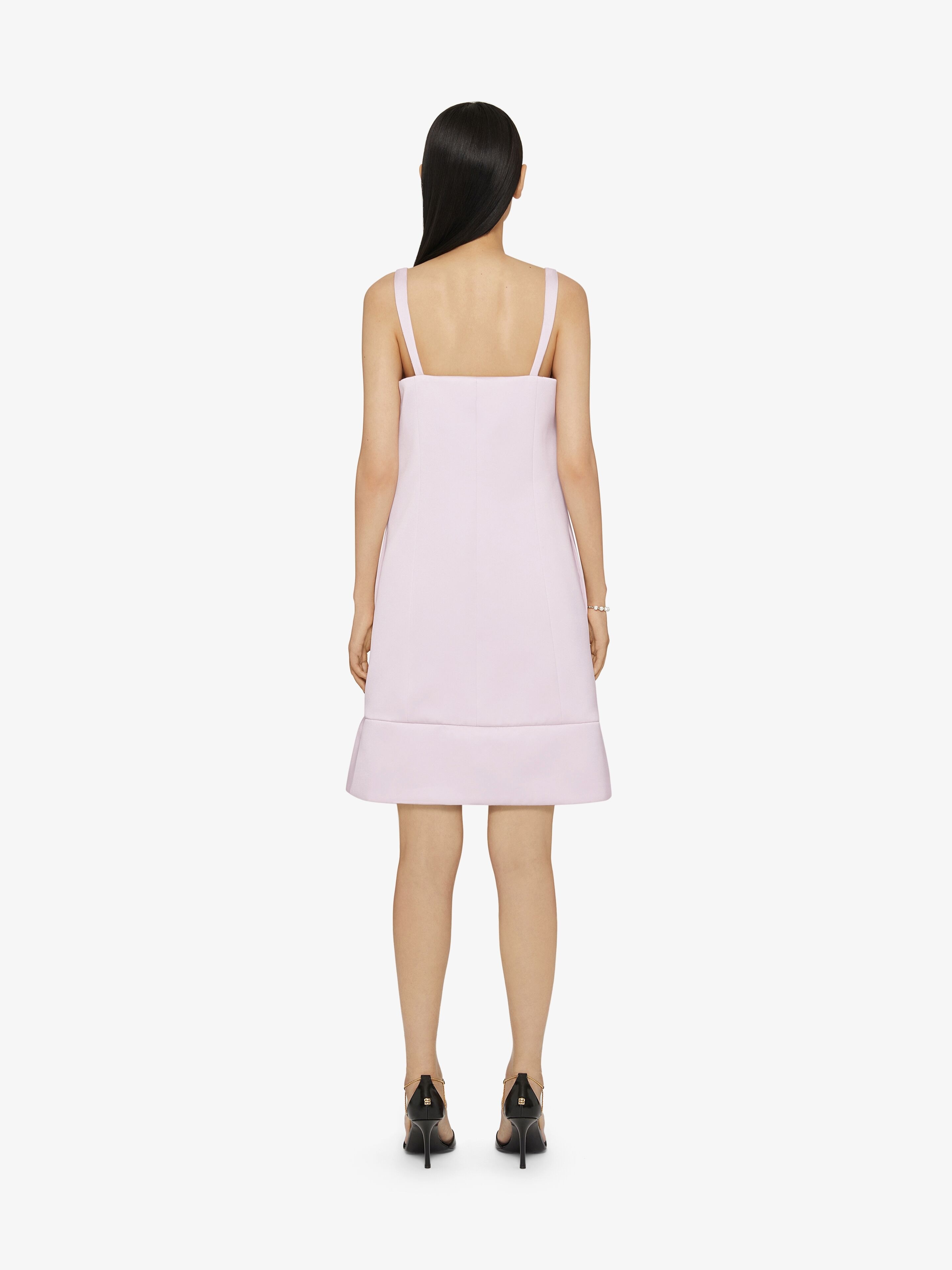DRESS IN SATIN WITH TWISTED STRAPS AND 4G DETAIL - 4