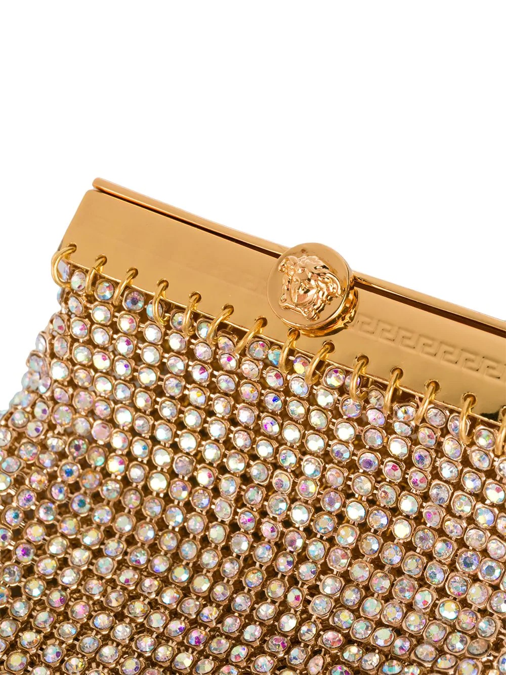 gold-tone crystal pouch bag - 4