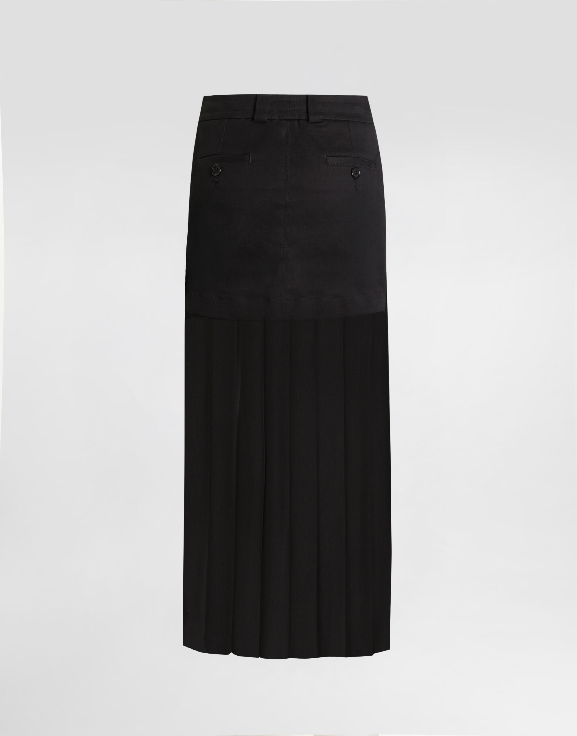 Twill midi skirt with chiffon - 7