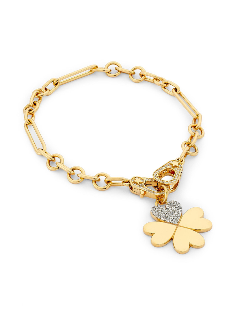 Women's True Love Two-Tone 18K Gold & 0.22 TCW Diamond Clover Charm Bracelet - Yellow Gold 1