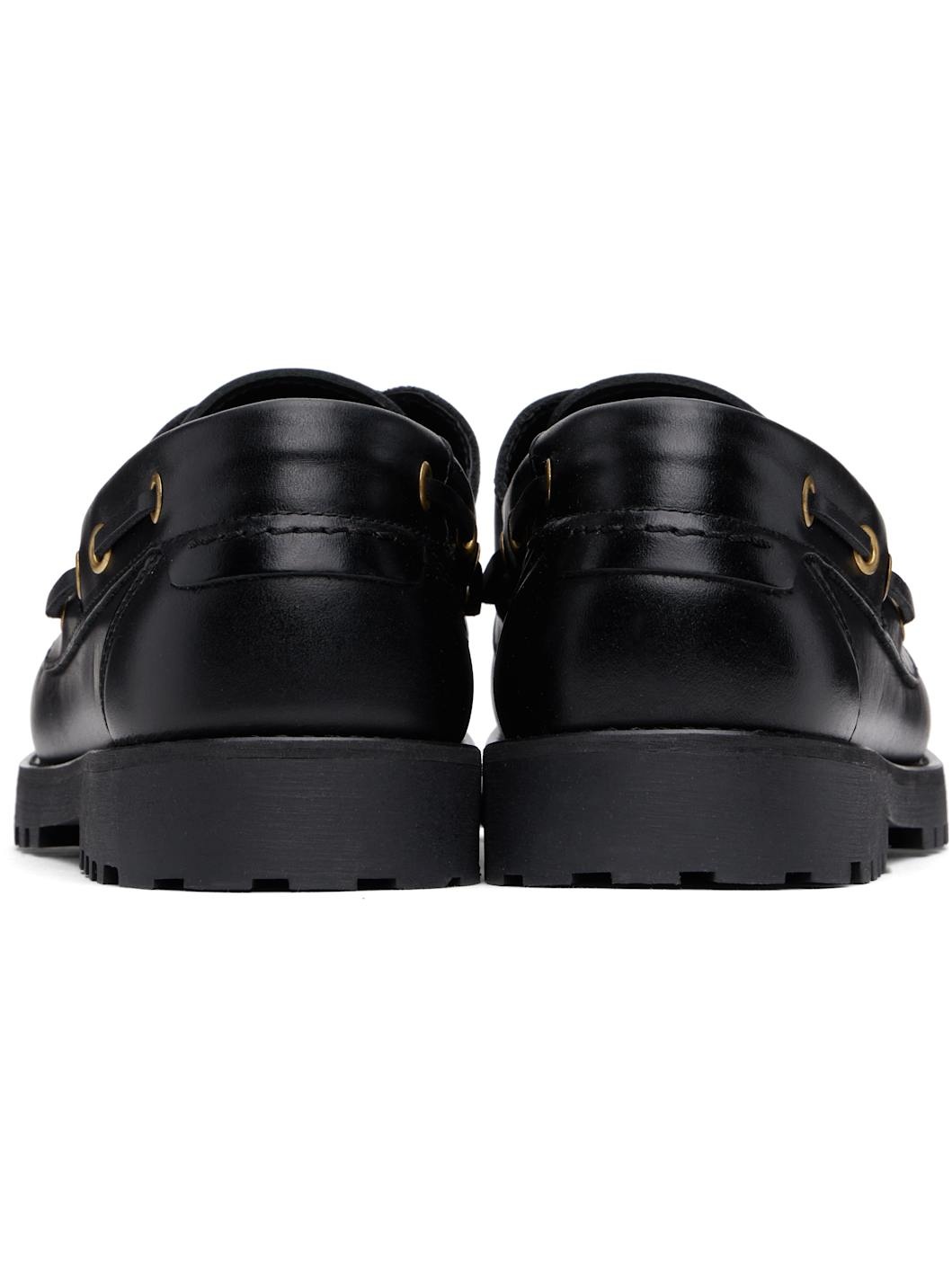 Black Leather Boat Shoes - 2