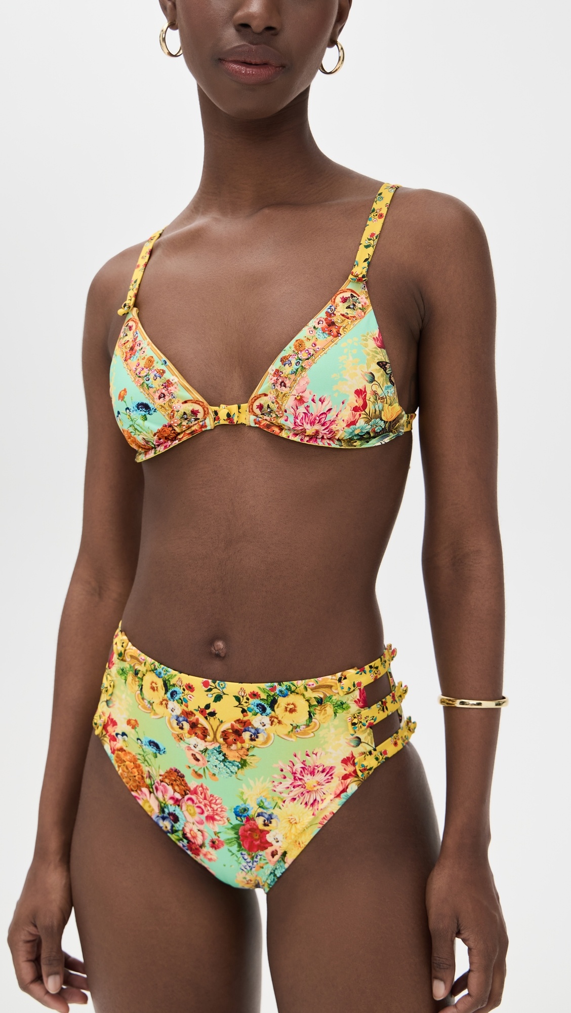 Soft Underwire Bikini Bra with Button Detail - 4