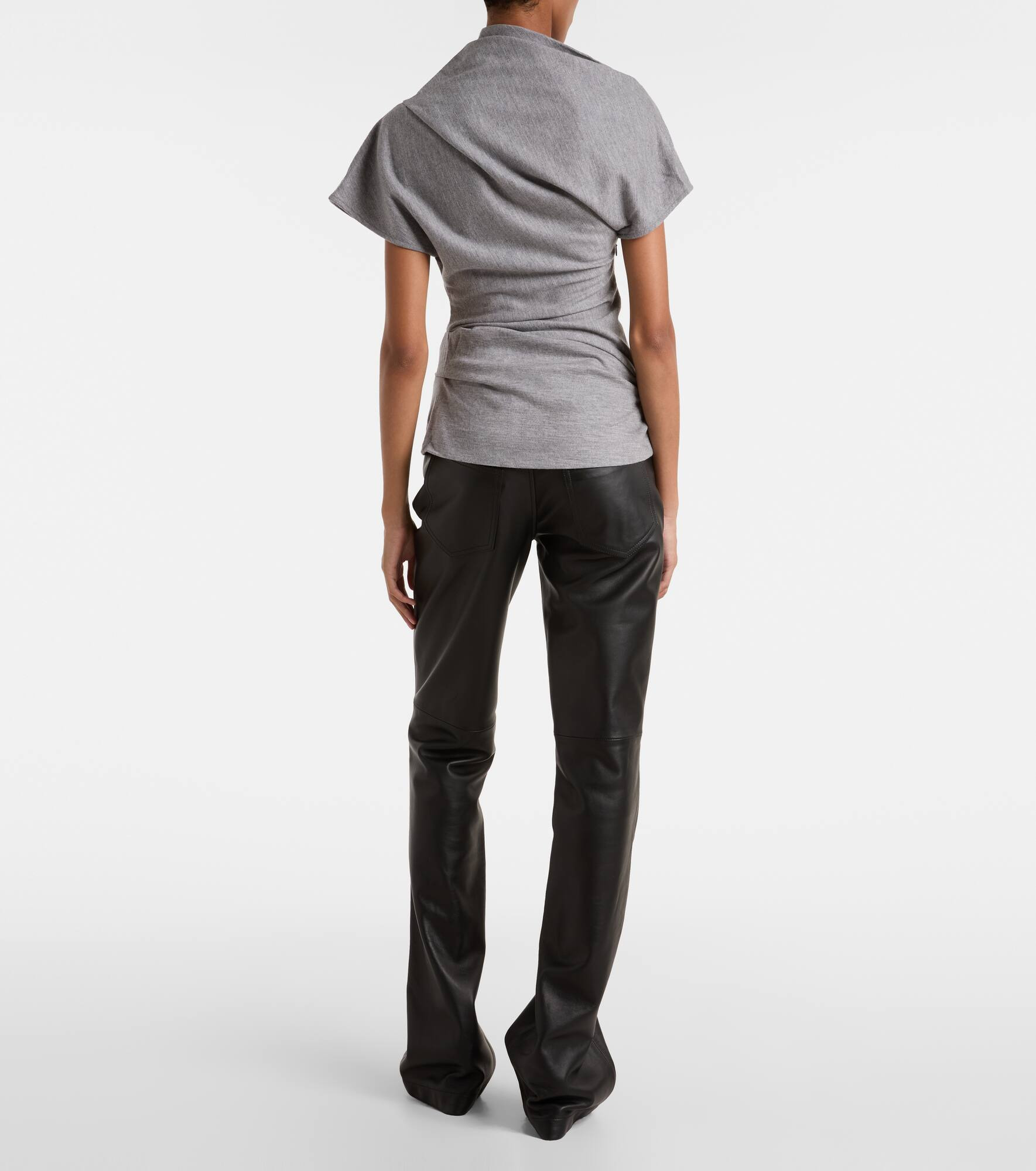 Asymmetric draped wool top - 3
