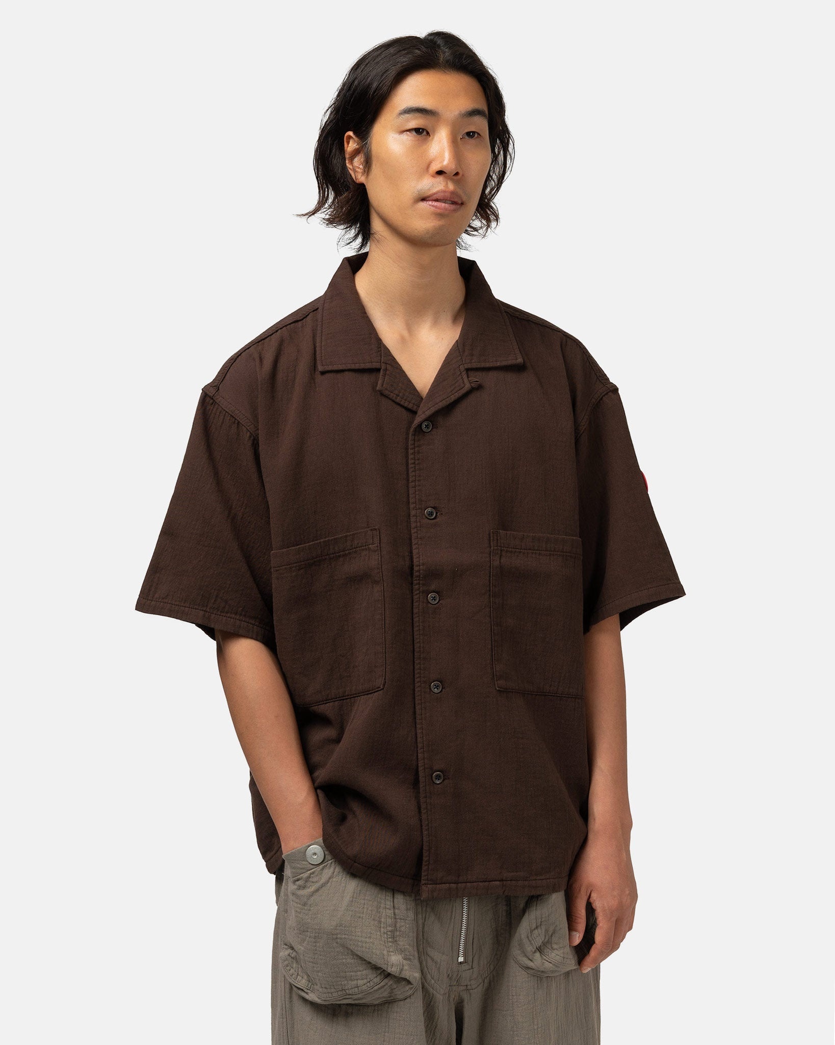 Soft Cw Short Sleeve Open Shirt Brown - 4