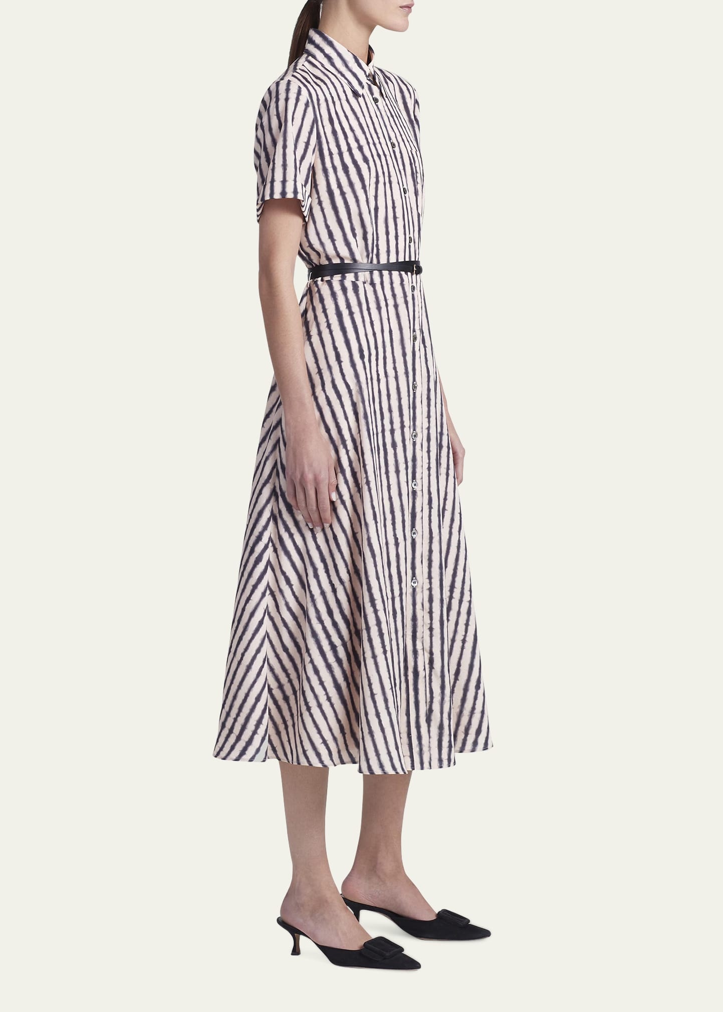 Kiera Abstract Stripe Midi Shirtdress with Belt - 4