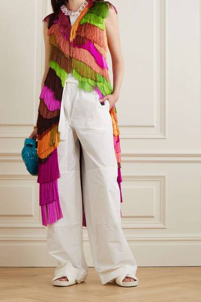 Dries Van Noten Fringed crepe vest outlook