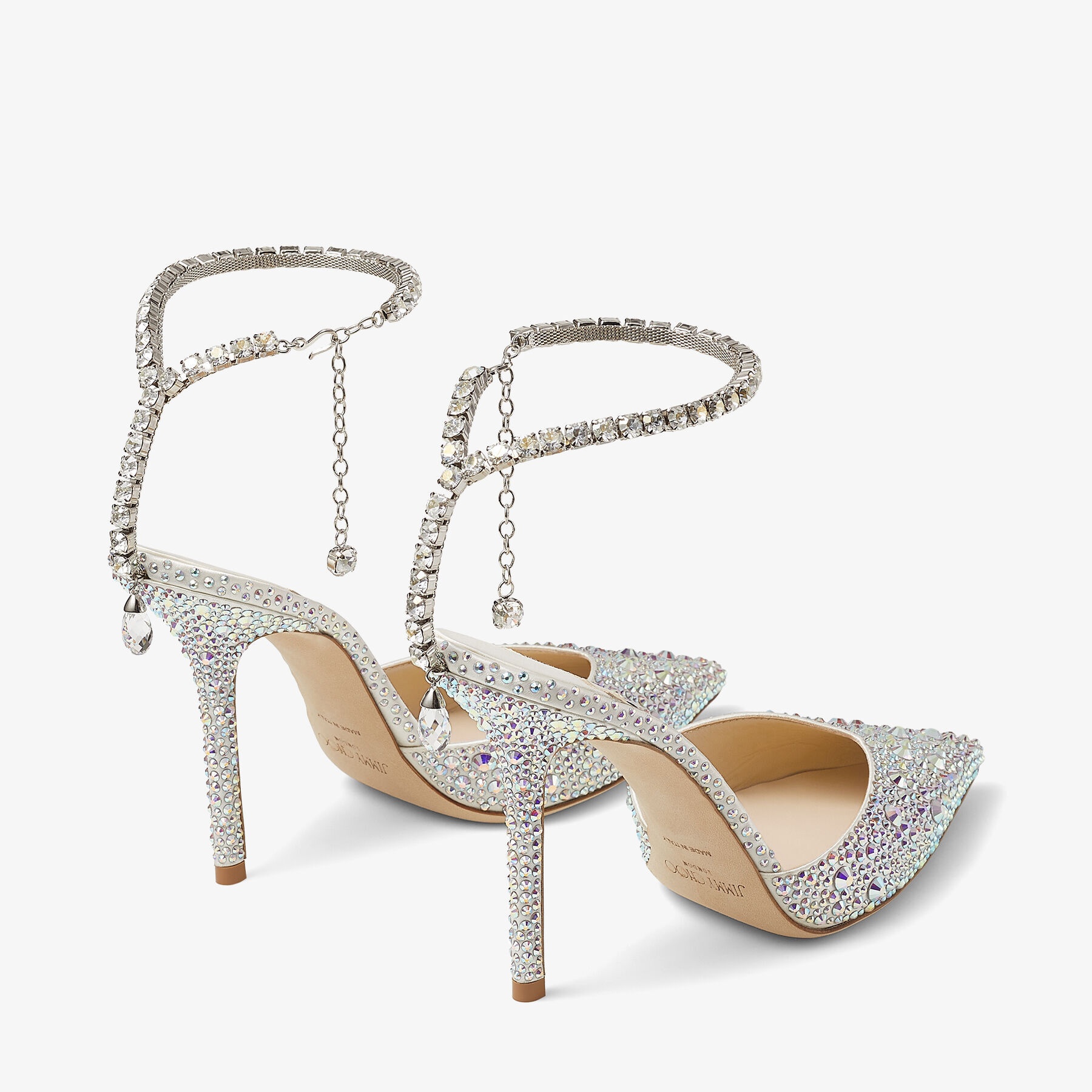 Saeda 100
Ivory Satin Pumps with Crystal Embellishment - 5