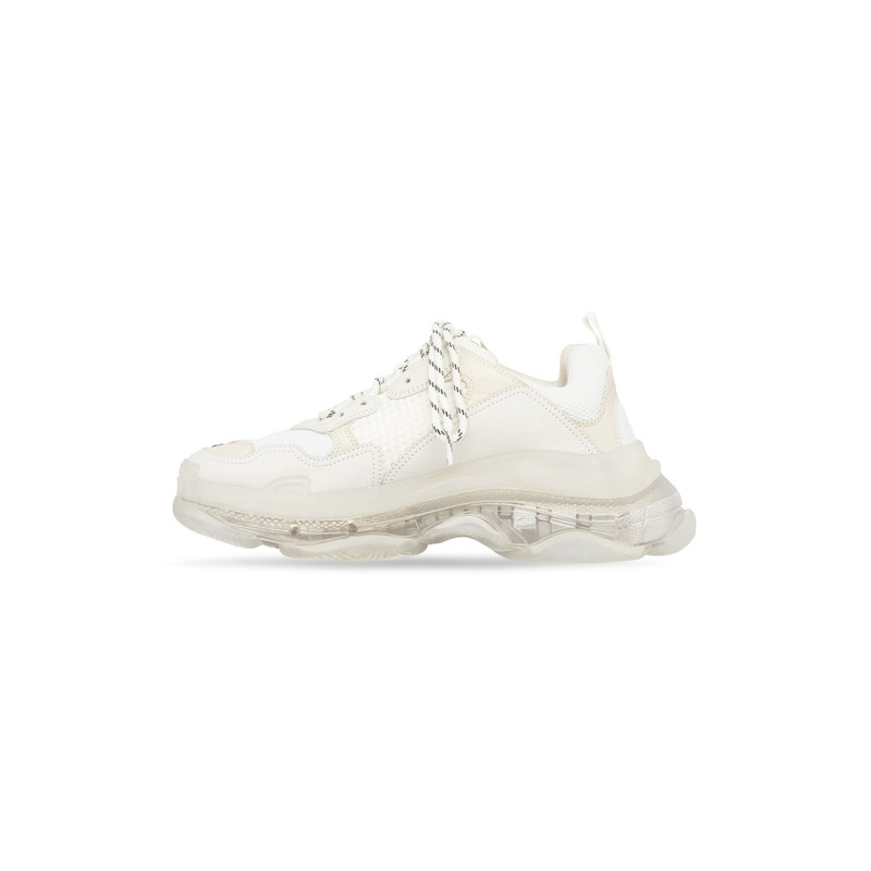 BALENCIAGA Men's Triple S Sneaker Clear Sole in White outlook