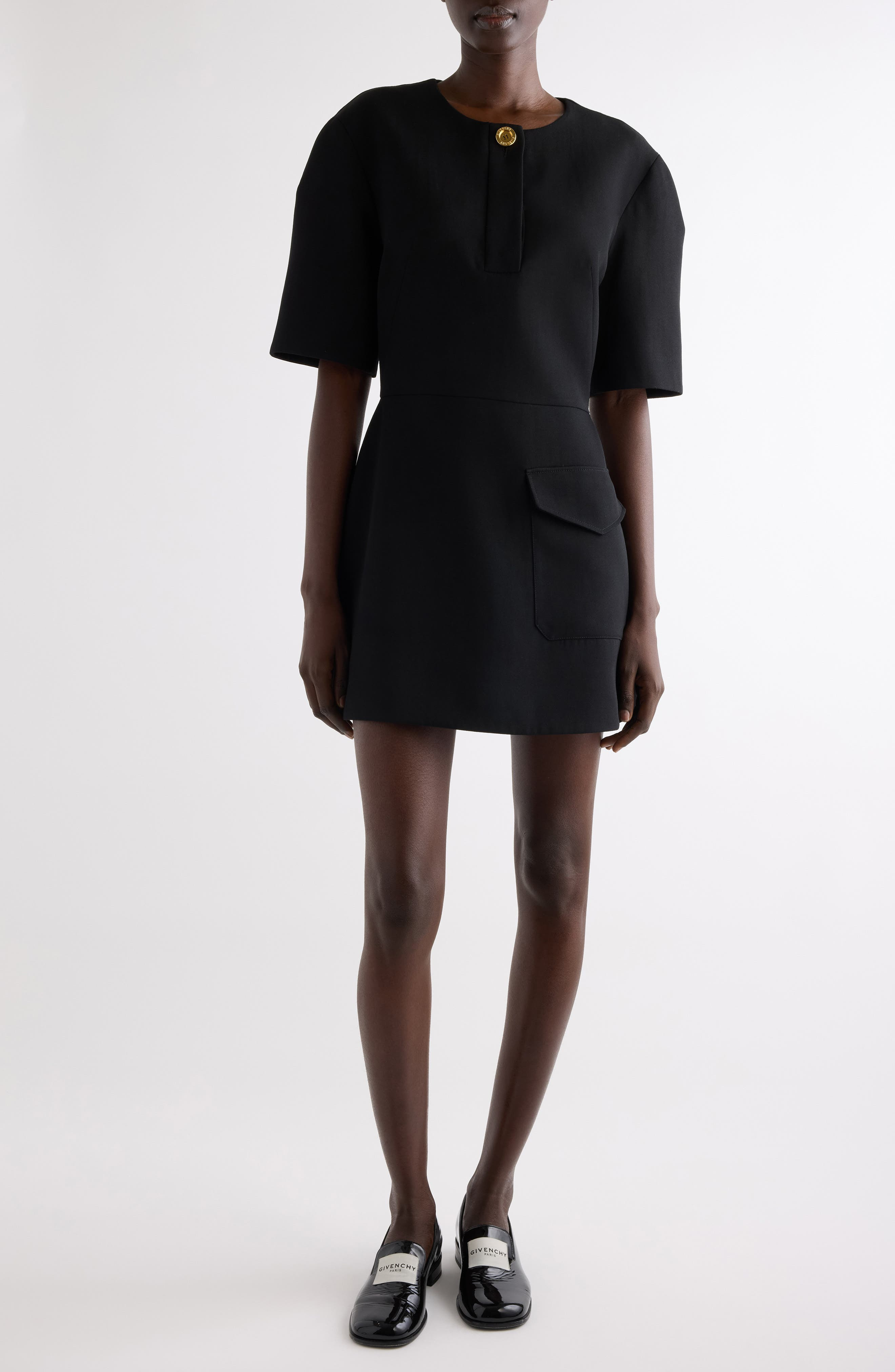 Givenchy Cocoon Wool Grain de Poudre Minidress in Black at Nordstrom - 1