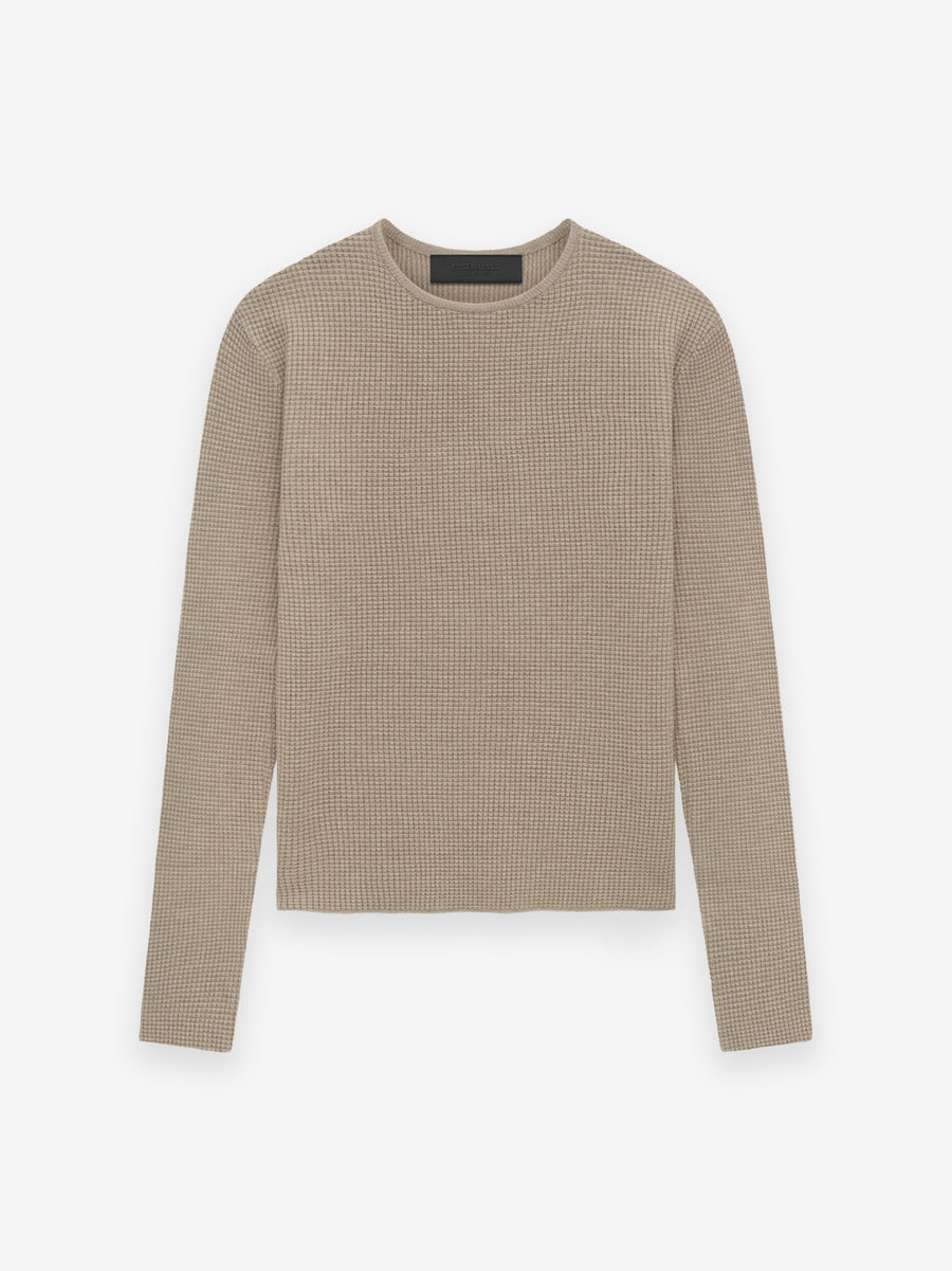 Women's Waffle Fitted Long Sleeve Sweater - 1