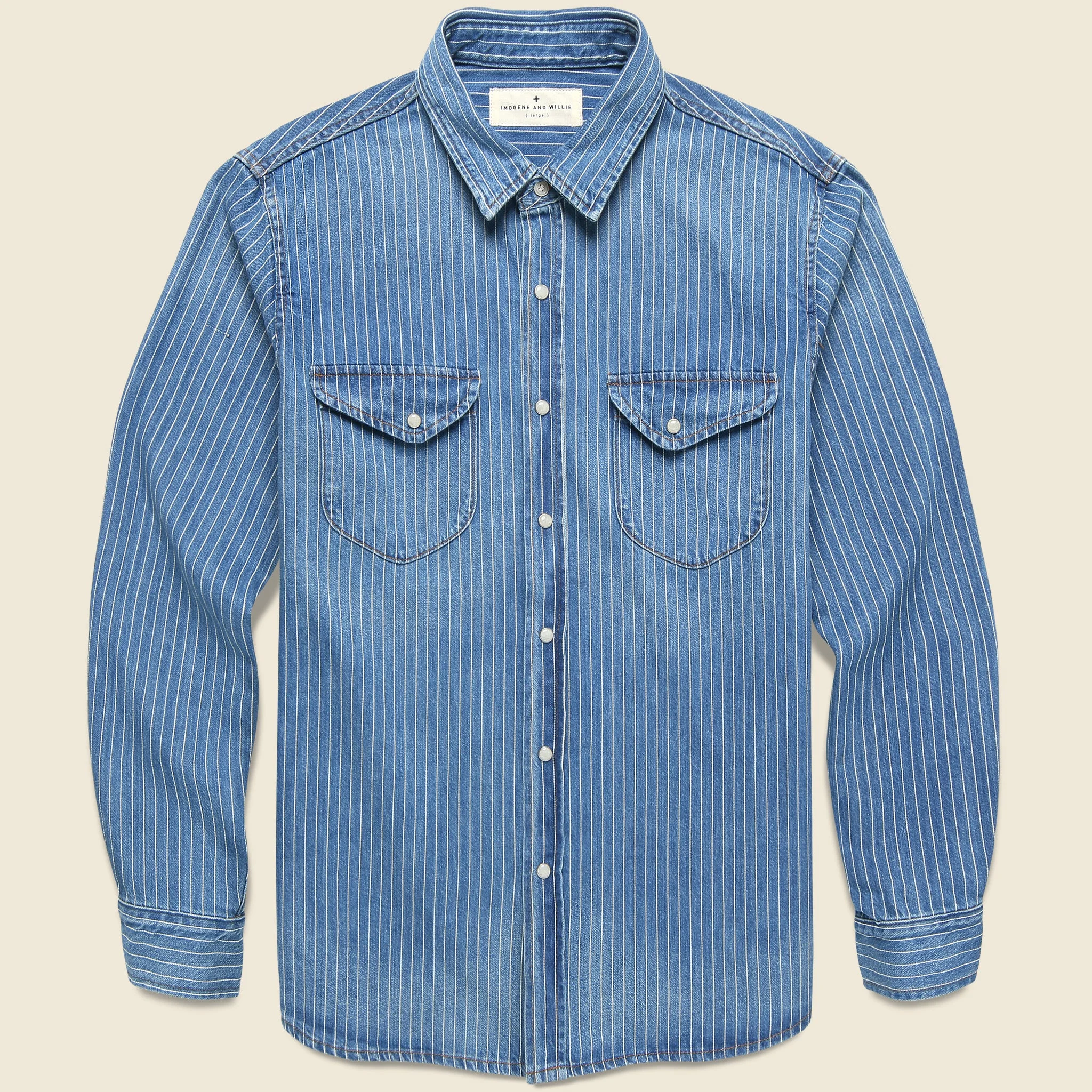 Hayes Pearl Snap - Indigo Stripe - 1