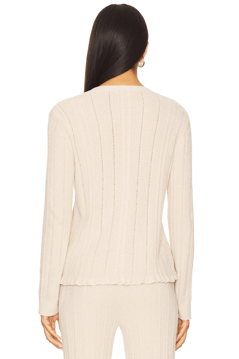 Barefoot Dreams CozyChic Ultra Lite Cable Knit Cardigan With Ruffle outlook