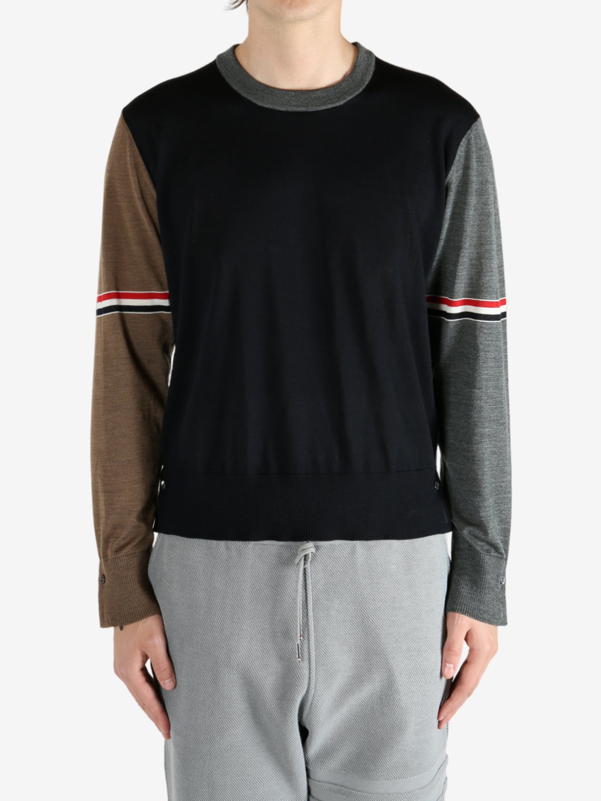 THOM BROWNE - Men Fun Mix Jersey Stitch Relaxed Fit Crew Neck Knitwear - 1