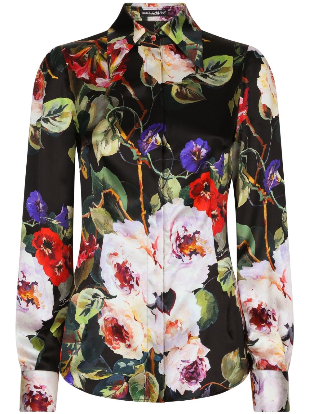 floral-print long-sleeve shirt - 1