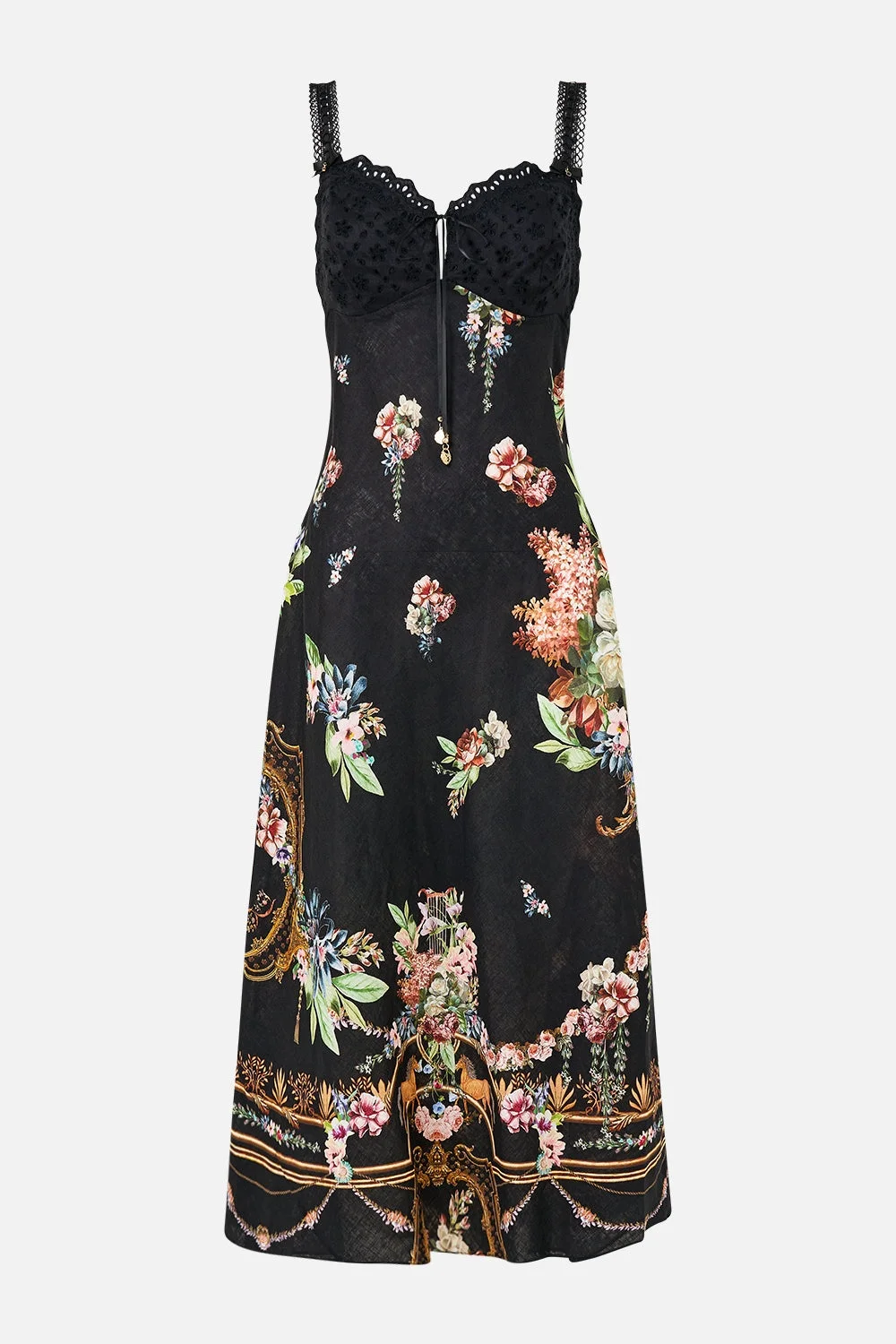 EMBROIDERED BODICE BIAS DRESS - 1