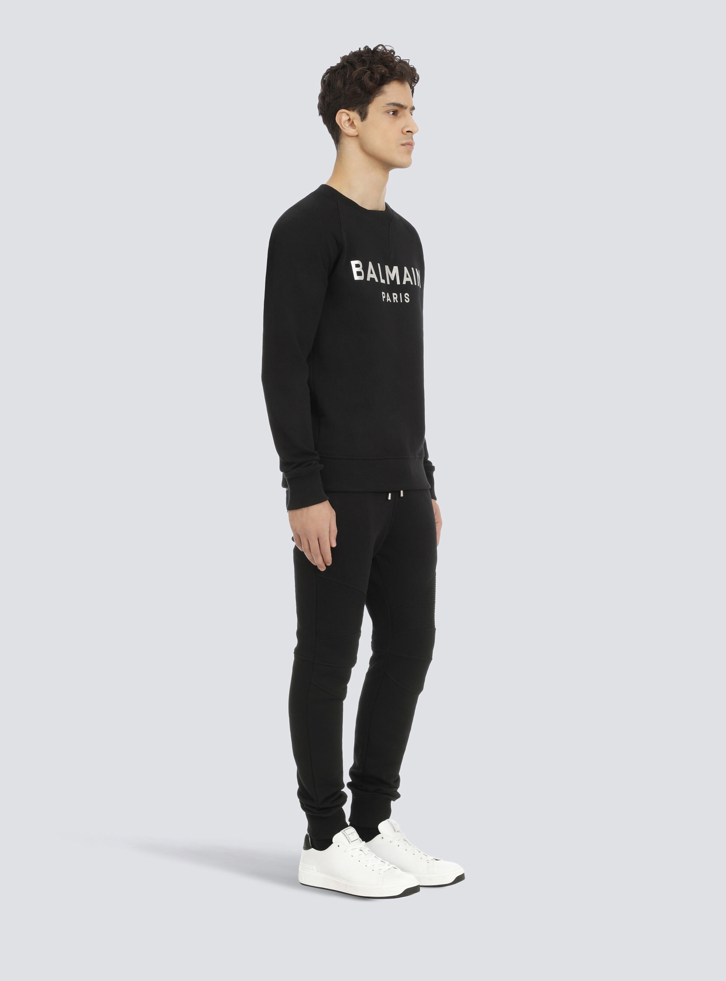 Sweatshirt in eco-responsible cotton with Balmain metallic logo print - 6